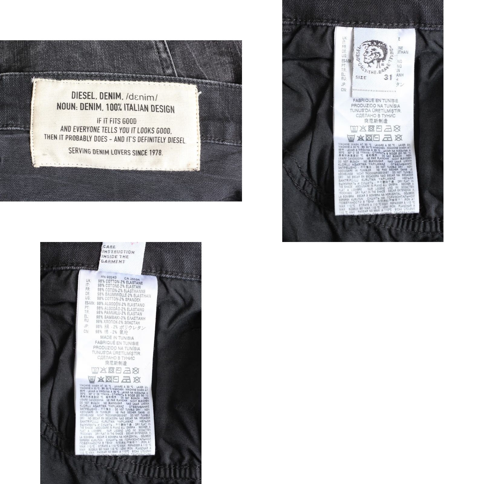Diesel DIESEL D-EETAR 069DV Jeans Men W31 L34 Stretch Tapered Distressed Grey 5-Pocket Denim Slim Regular Vintage No Size US 31 - 8 Thumbnail
