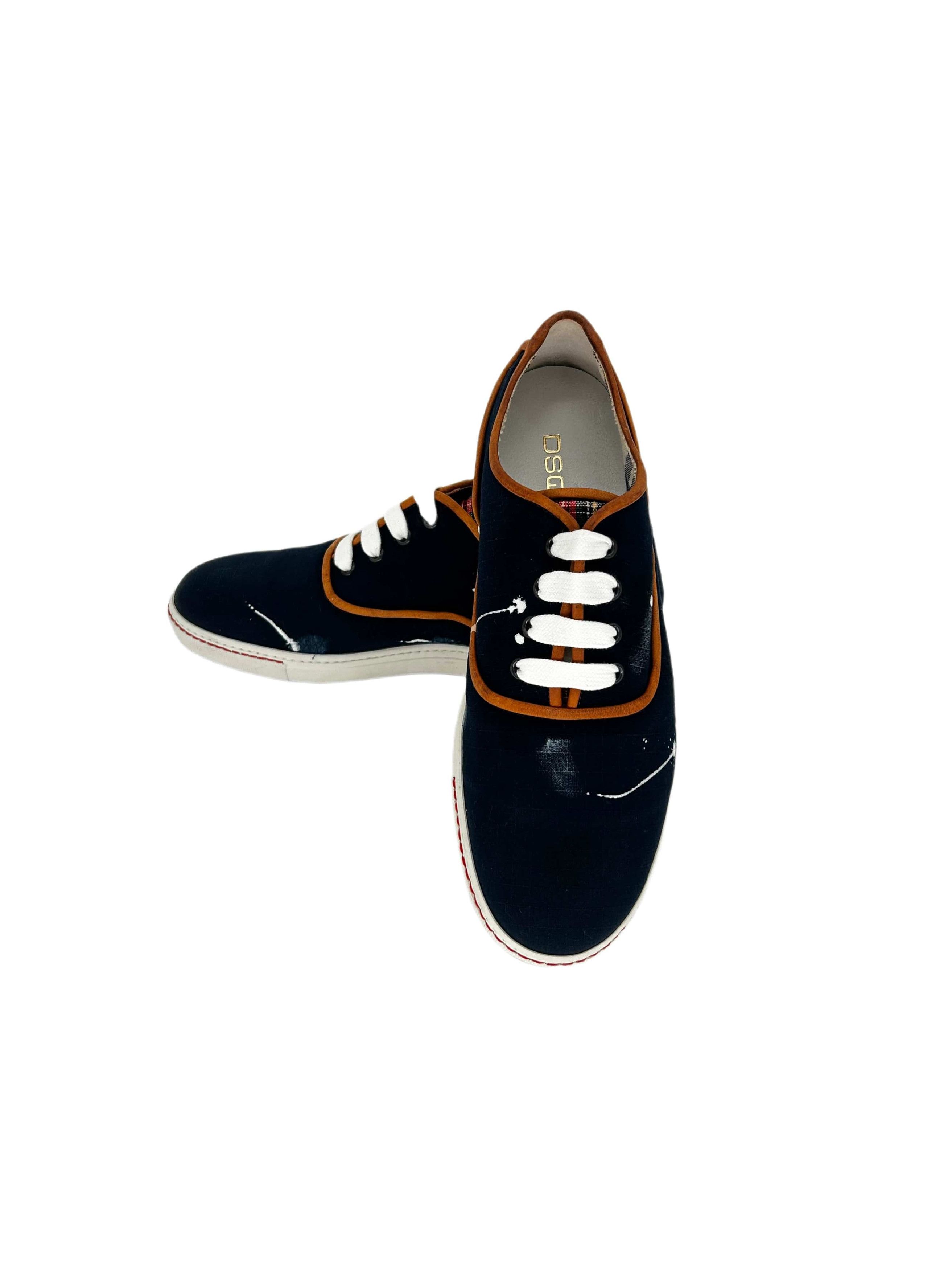 Dsquared2 DSQ2 Dark Blue Ripstop Canvas Deck Trainers Size US 12 / EU 45 - 4 Thumbnail