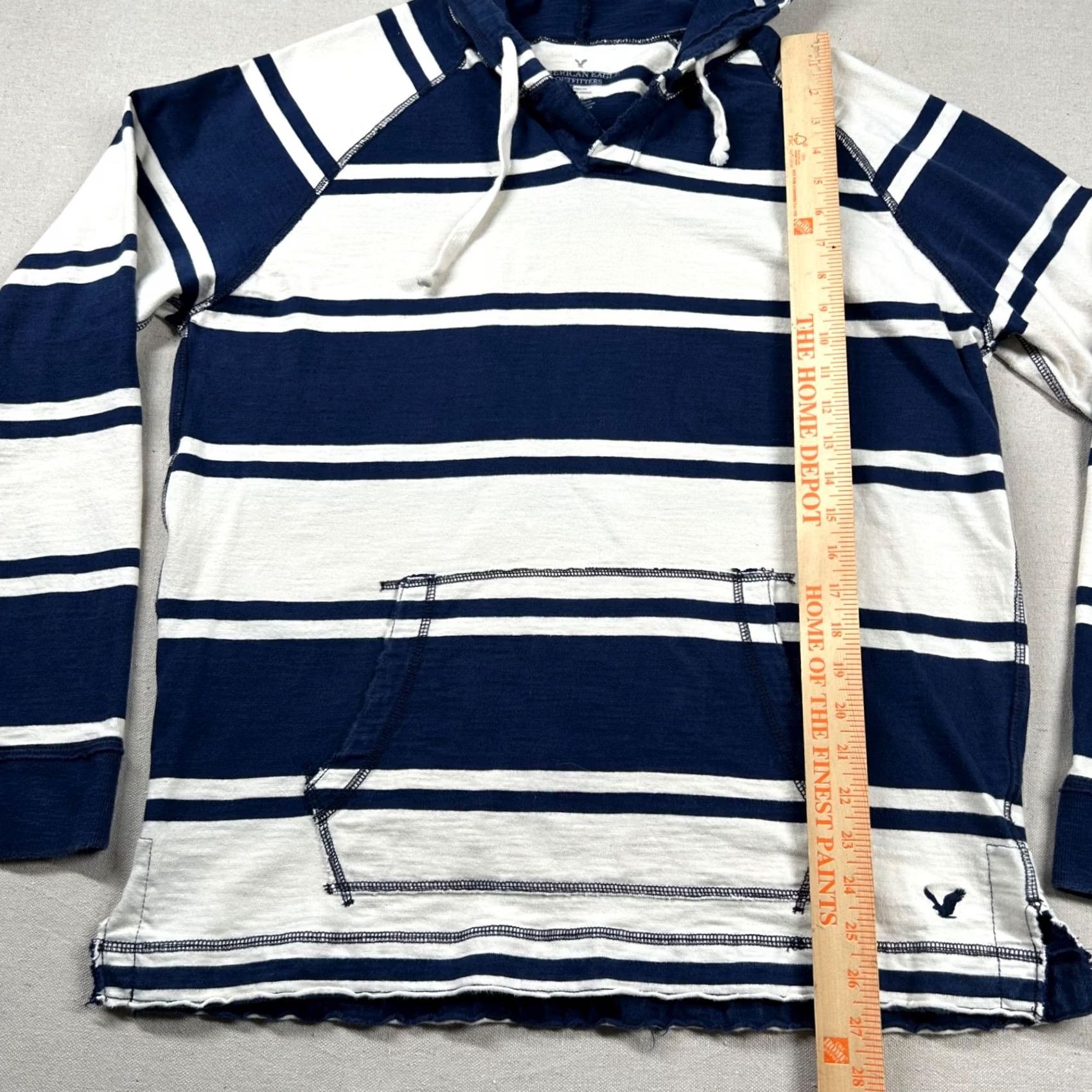 American Eagle Outfitters American Eagle Outfitters Hoodie Mens L Striped Navy Blue Pockets Pullover Drawstring Clothing Size US L / EU 52-54 / 3 - 7 Thumbnail