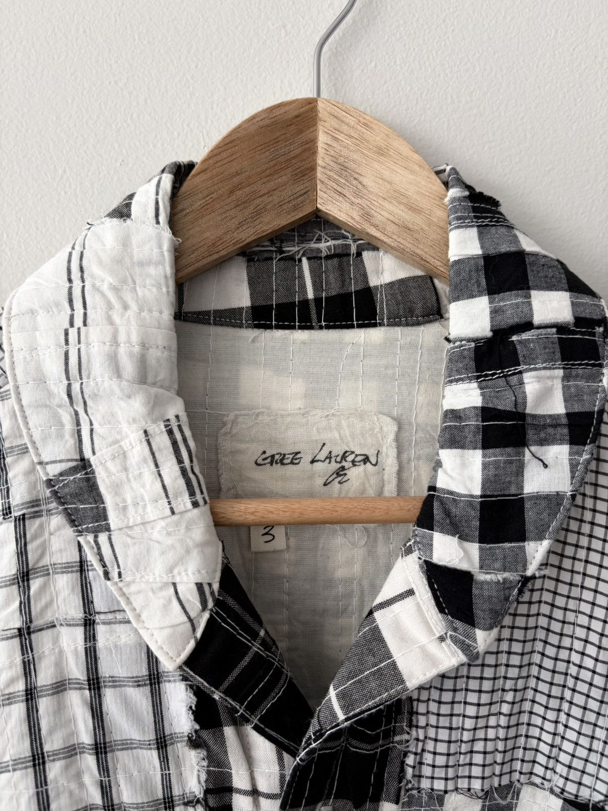 Greg Lauren Greg Lauren Black and White Stitchwork Boxy Shirt Jacket Size US L / EU 52-54 / 3 - 4 Thumbnail