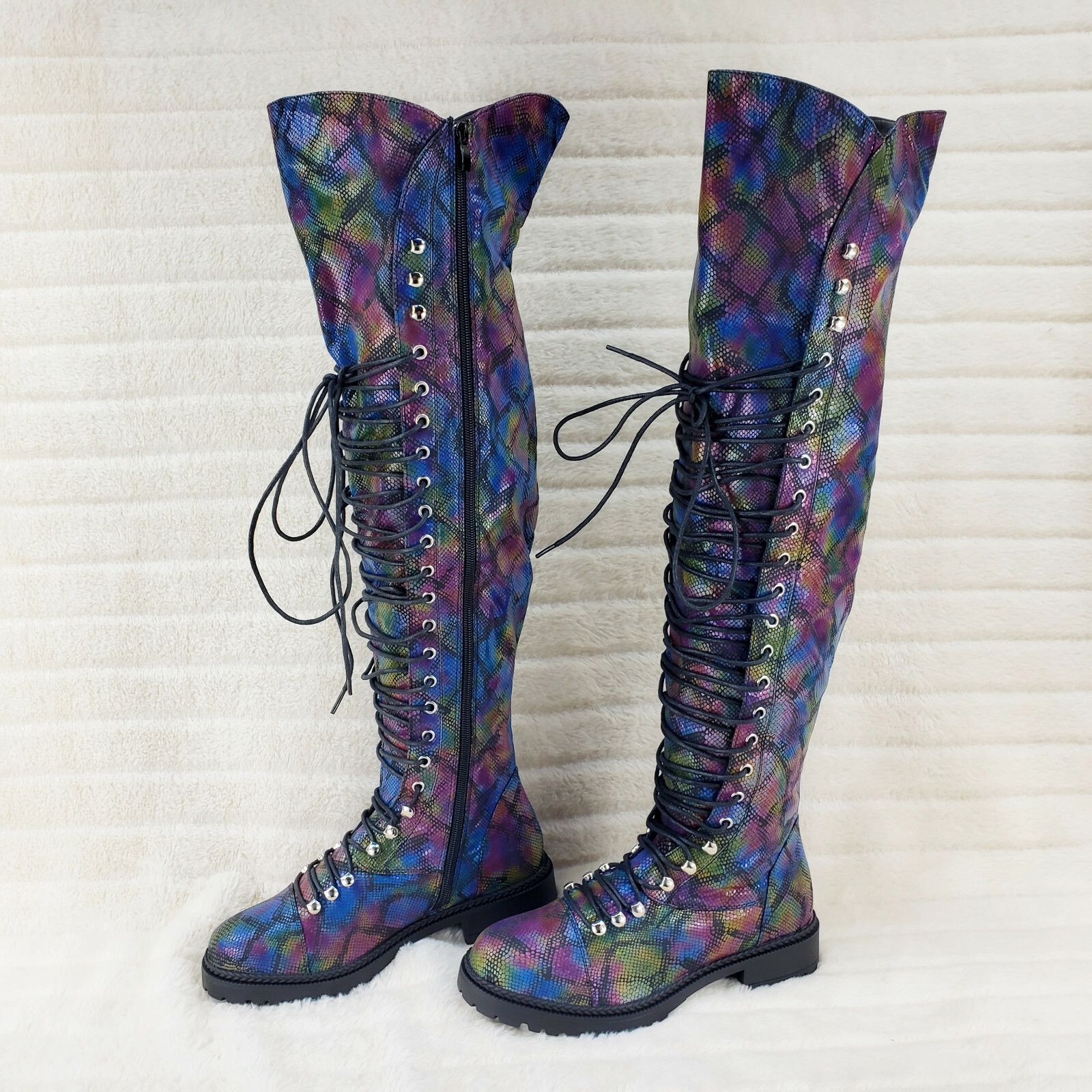 Other Travis Colorful Rainbow Snake Corset Lace Over the Knee Fash Size US 7 / IT 37 - 1 Thumbnail
