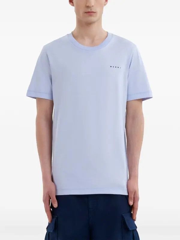Marni o1w1db11125 Logo-Embroidered Cotton T-Shirt in Blue Size US L / EU 52-54 / 3 - 2 Thumbnail