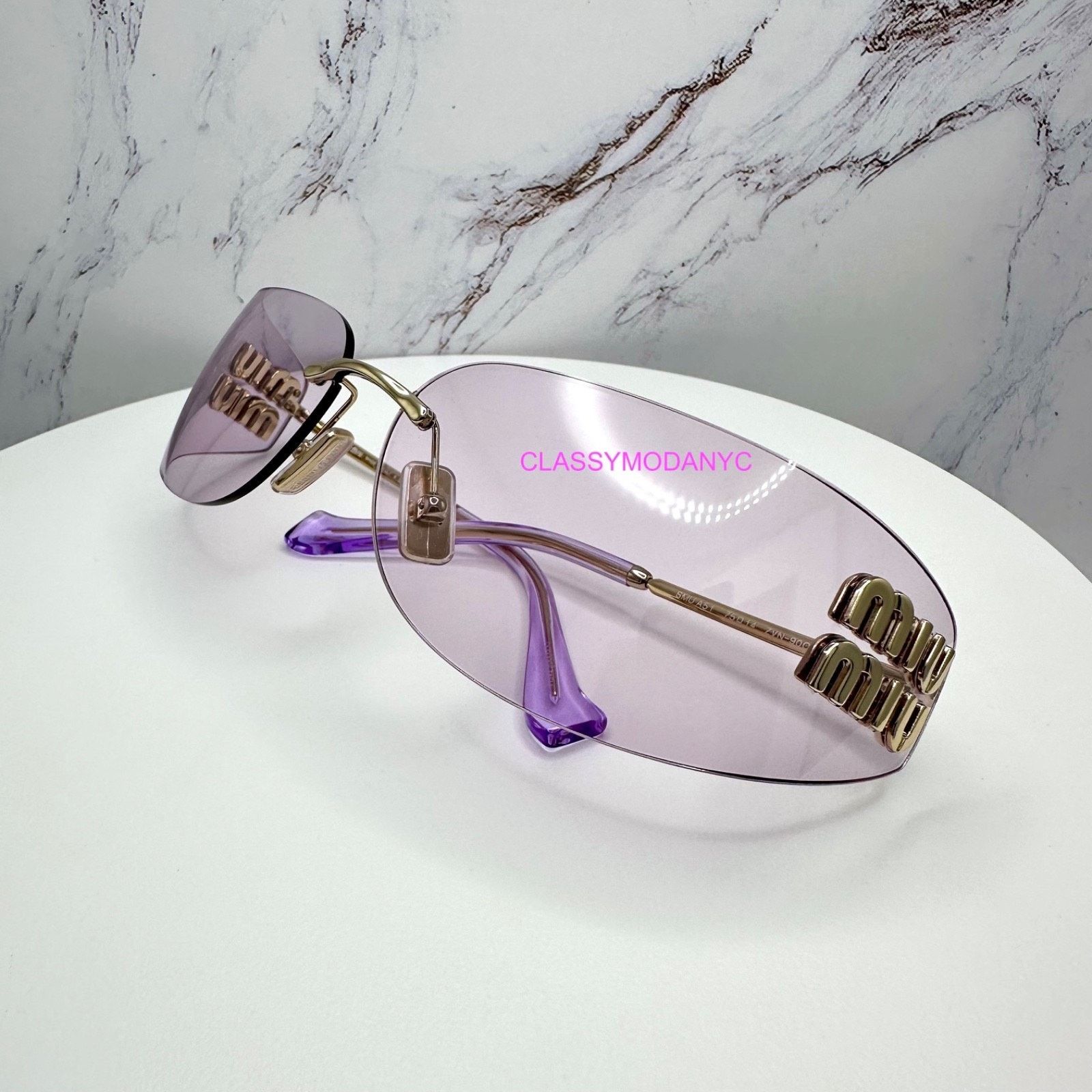 Miu Miu New MIU MIU Sunglasses Gold Pink Wrap AUTHENTIC Runway 2025 Size ONE SIZE - 9 Thumbnail