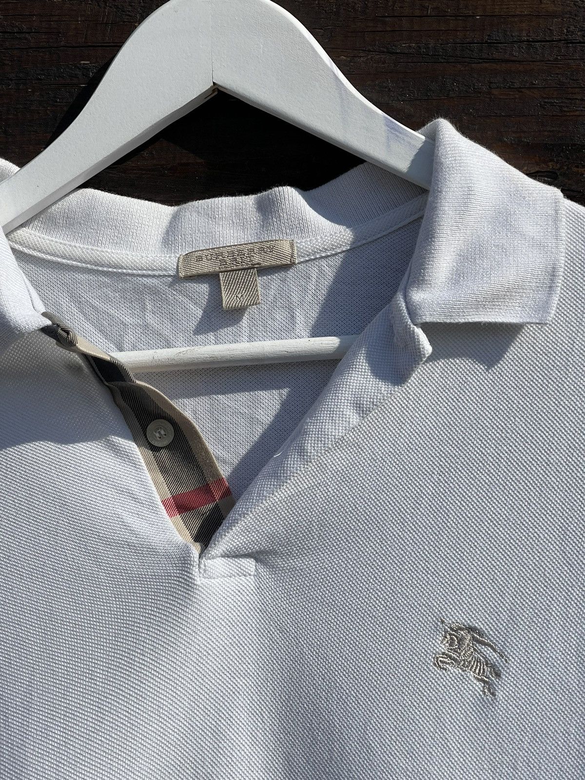 Burberry Brit white polo t-shirt logo nova check neck