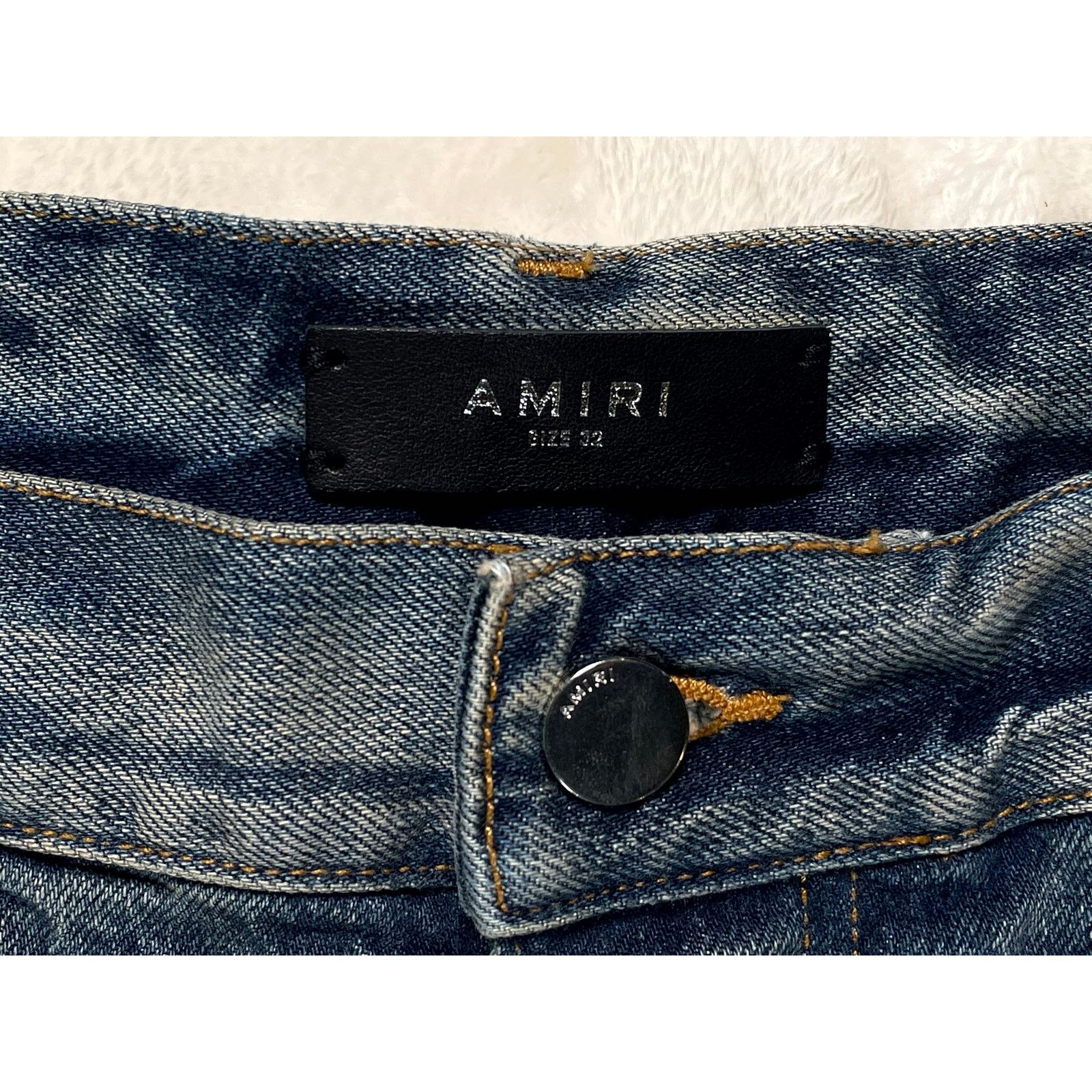 Amiri Amiri Vintage Indigo Hockey Logo Light Wash & Grey Jeans Size US 32 / EU 48 - 3 Thumbnail