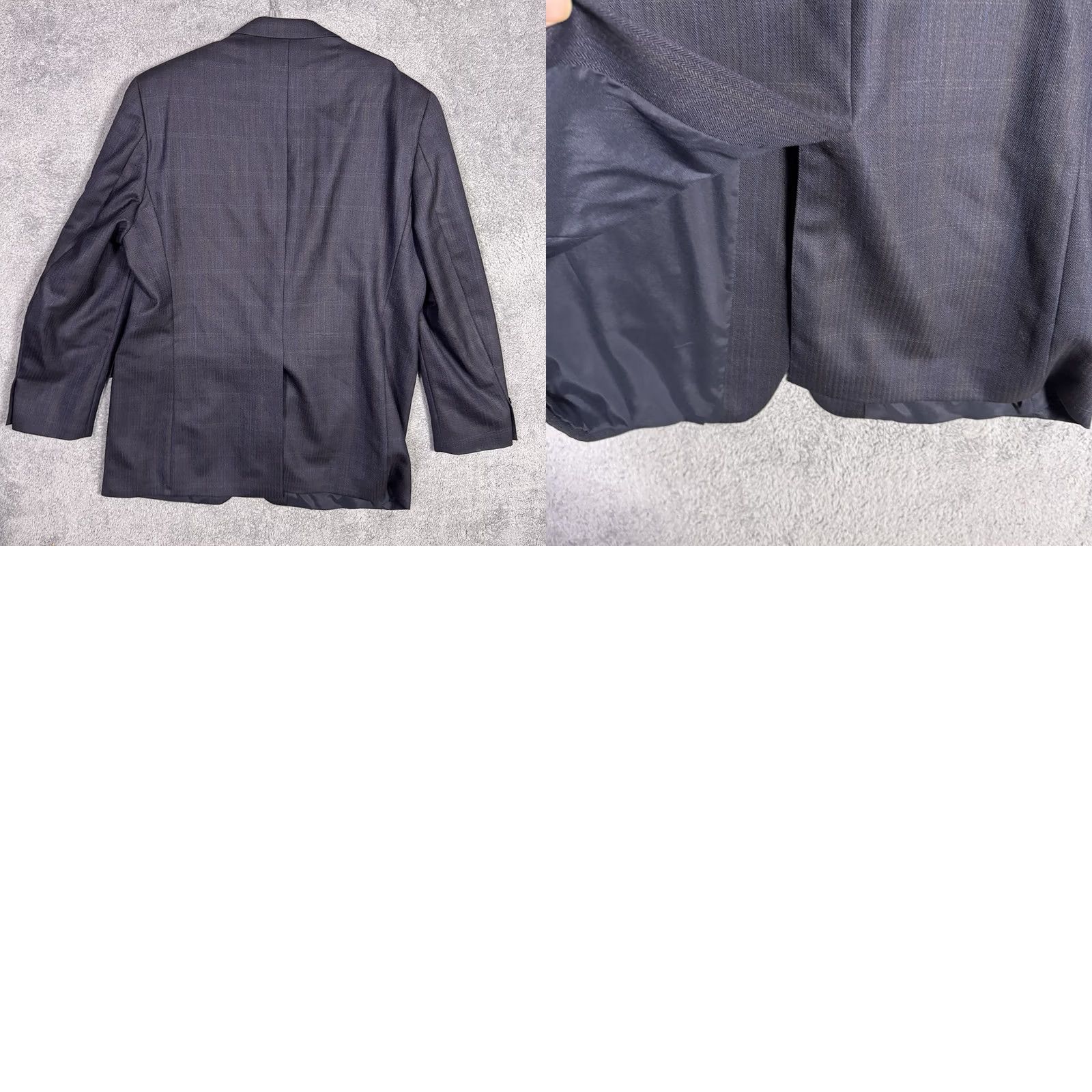 Ralph Lauren VINTAGE Ralph Lauren Blazer Men 44L Pure New Wool Suit Jacket Windowpane Herringbone Blue Wool) Size 44R - 9 Thumbnail