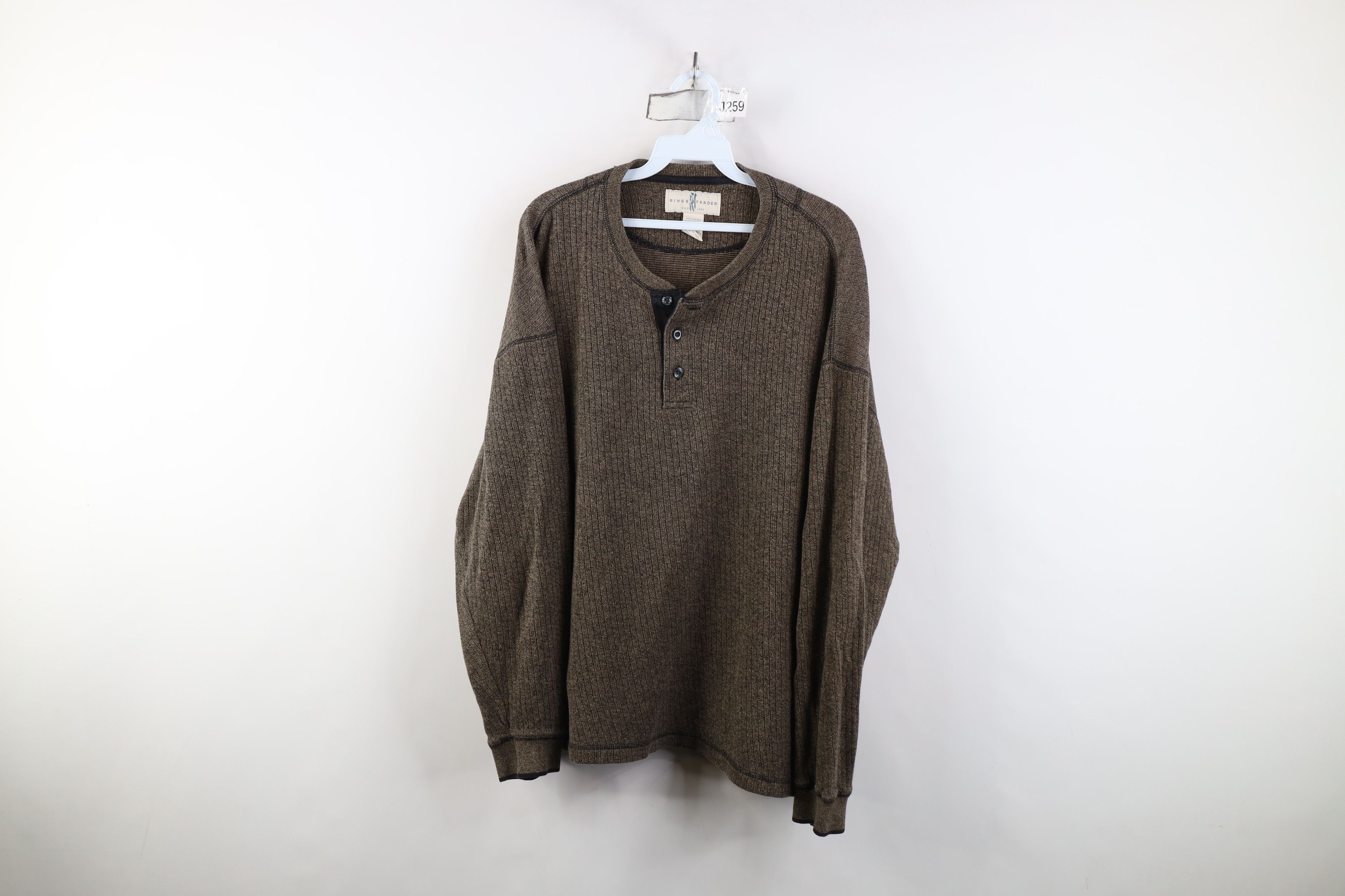 Vintage Vintage 90s Streetwear Ribbed Long Sleeve Henley T-Shirt Size US XL / EU 56 / 4 - 1 Thumbnail