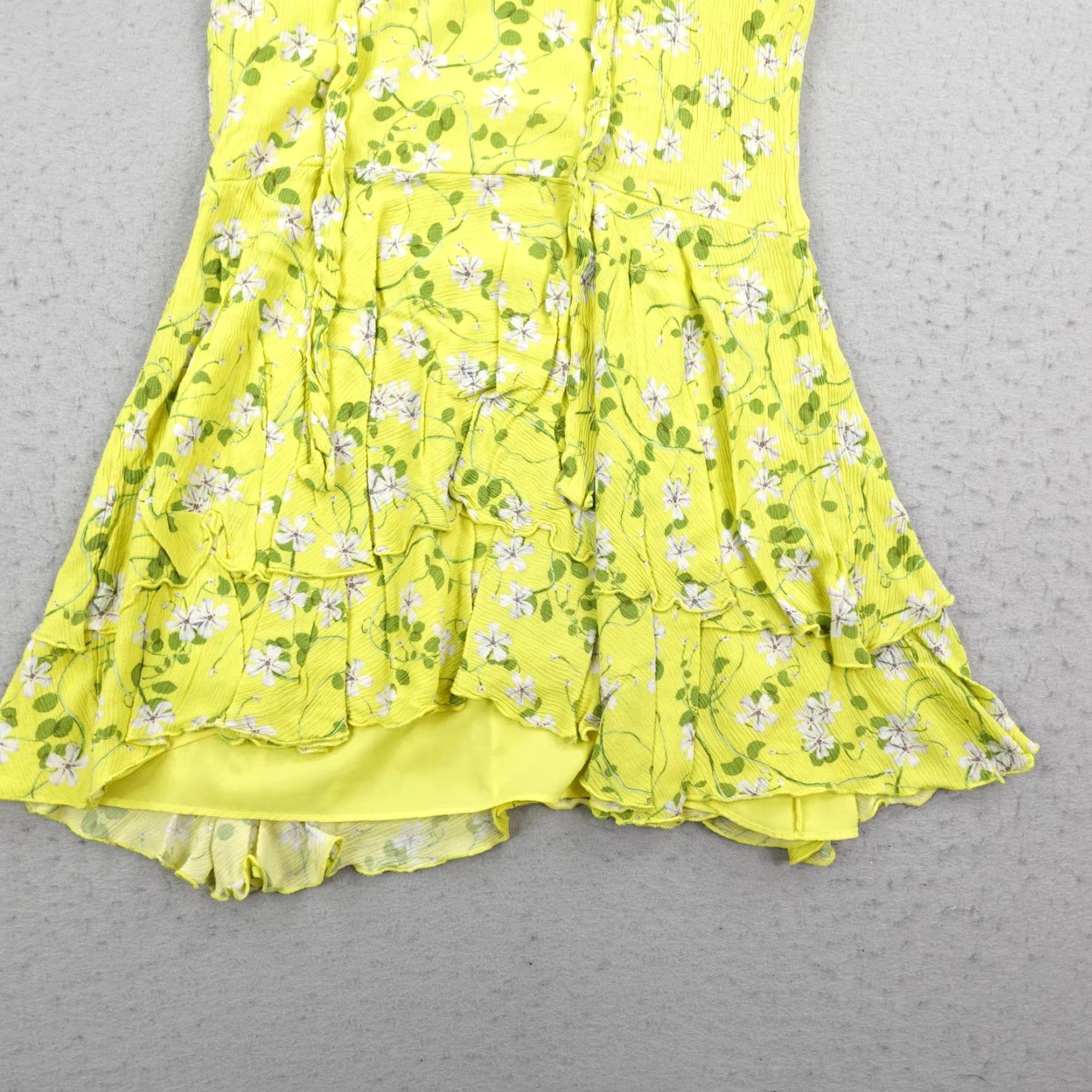 Alice + Olivia Alice + Olivia Dress Womens 6 Yellow Floral Ruffle Fit & Flare Short Sundress Size 28" / US 6 / IT 42 - 3 Thumbnail