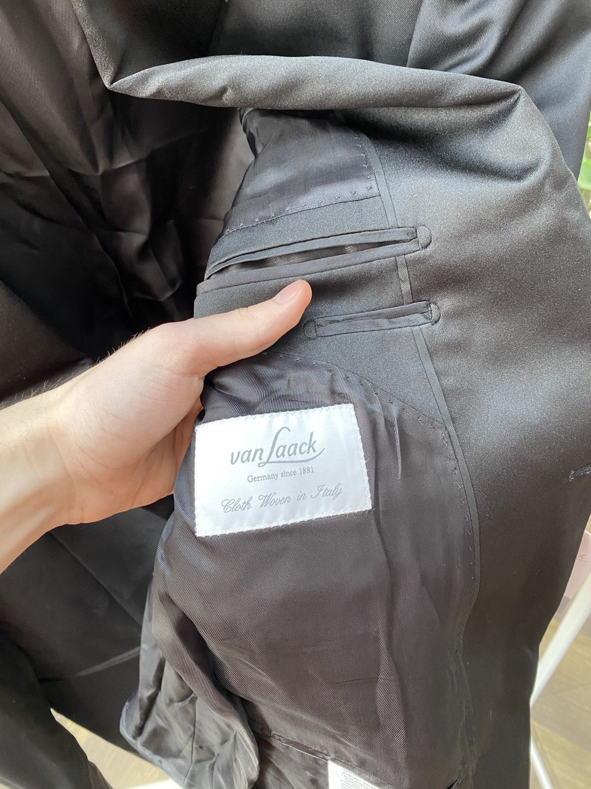 Other Vintage Van Jaack Men's Black Suit Loro Piana Wool Size 54L - 7 Thumbnail