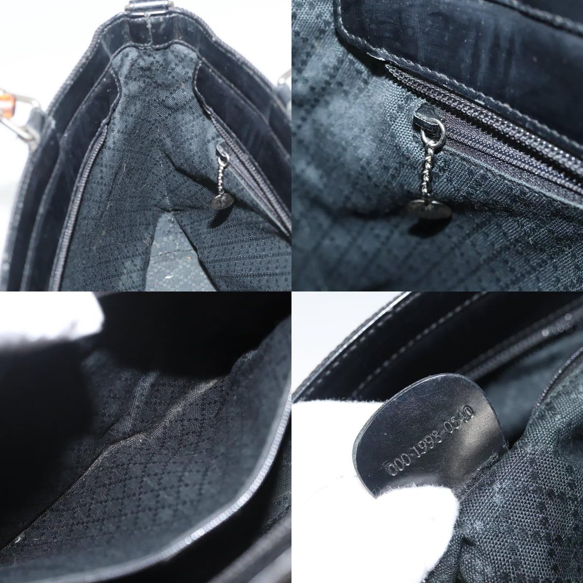 Gucci GUCCI Bamboo Handbag Canvas Black Silver 000 1998 000 1998 Size ONE SIZE - 12 Thumbnail