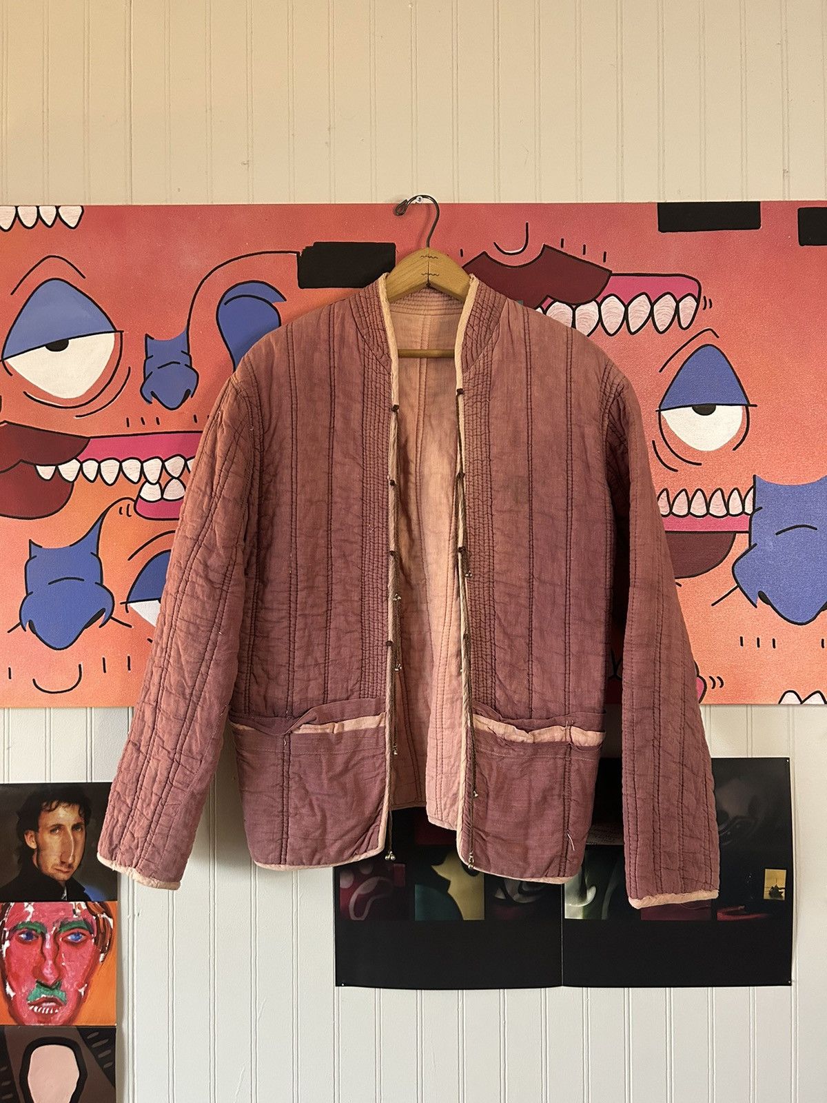 image of Vintage 1960’S Kimono Style Reversible Sunfaded Quilt Jacket in Mauve Pink, Women's (Size Medium)