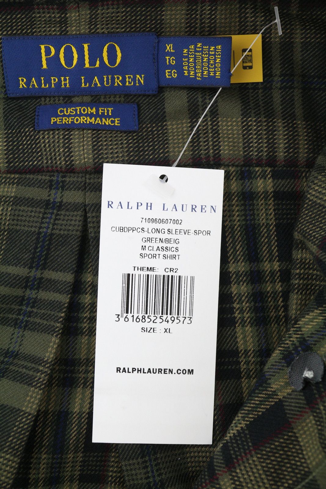 Ralph Lauren XL Green Flannel Plaid Custom Fit Button-Down 87034 Size US XL / EU 56 / 4 - 7 Thumbnail