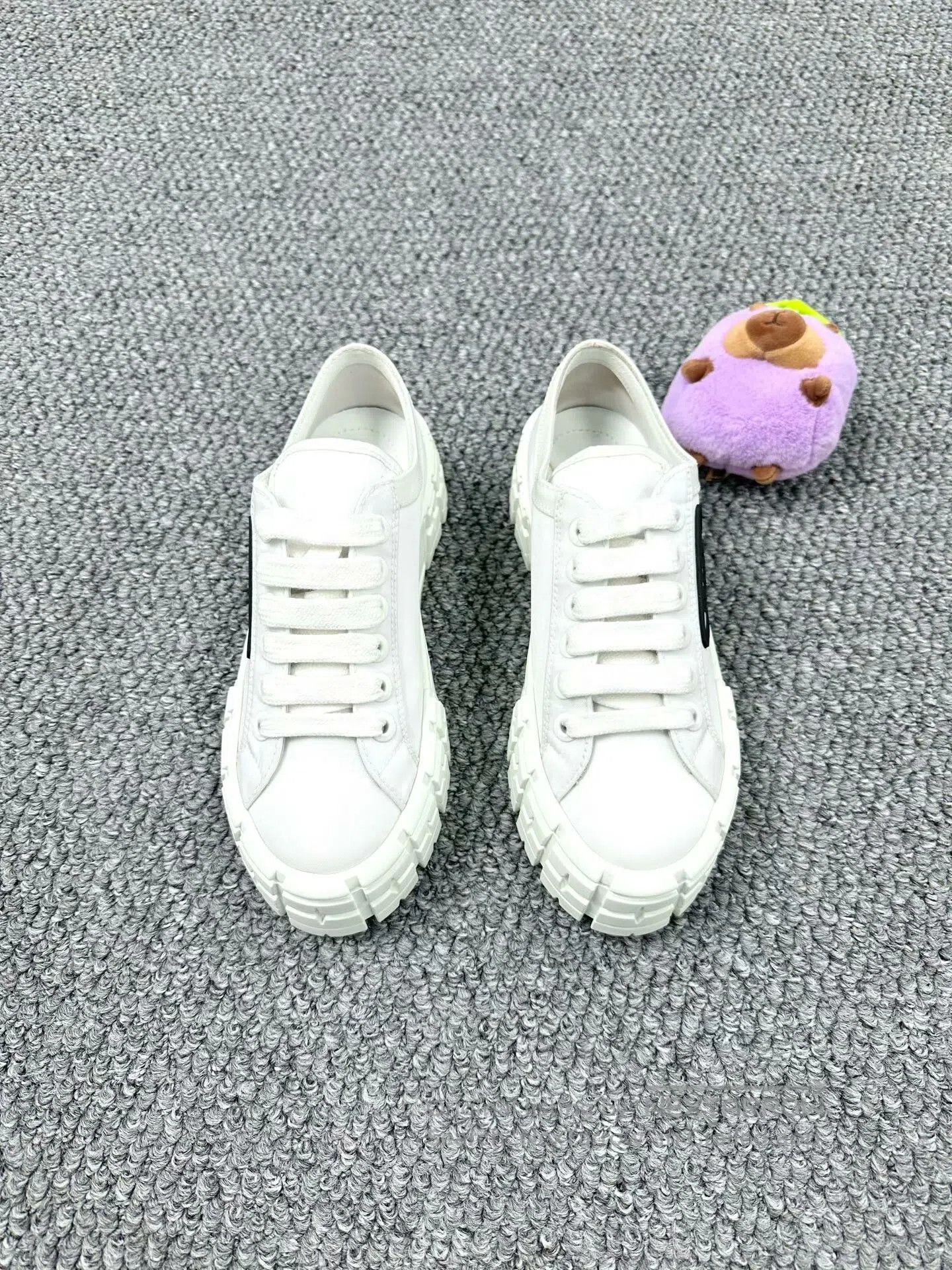 Prada Prada White Triangle Logo Biscuit Shoes| Size US 5 / IT 35 - 2 Thumbnail