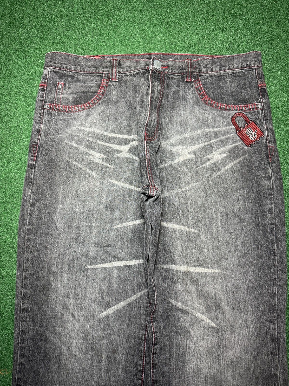 Vintage Miskeen Streetwear Wide Leg Y2K Denim Pants 42x32 Black Size US 42 / EU 58 - 4 Thumbnail