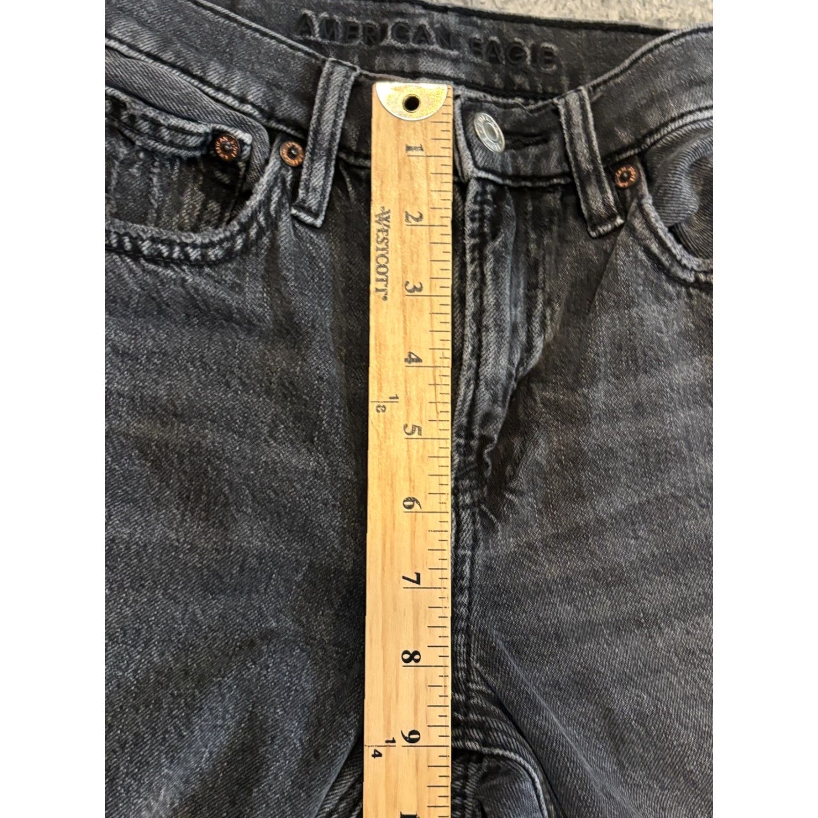American Eagle Outfitters VINTAGE American Eagle Jeans Womens 00R Faded Black 90s Bootcut Distressed Stretch Denim Size 24" / US 00 / IT 34 - 6 Thumbnail