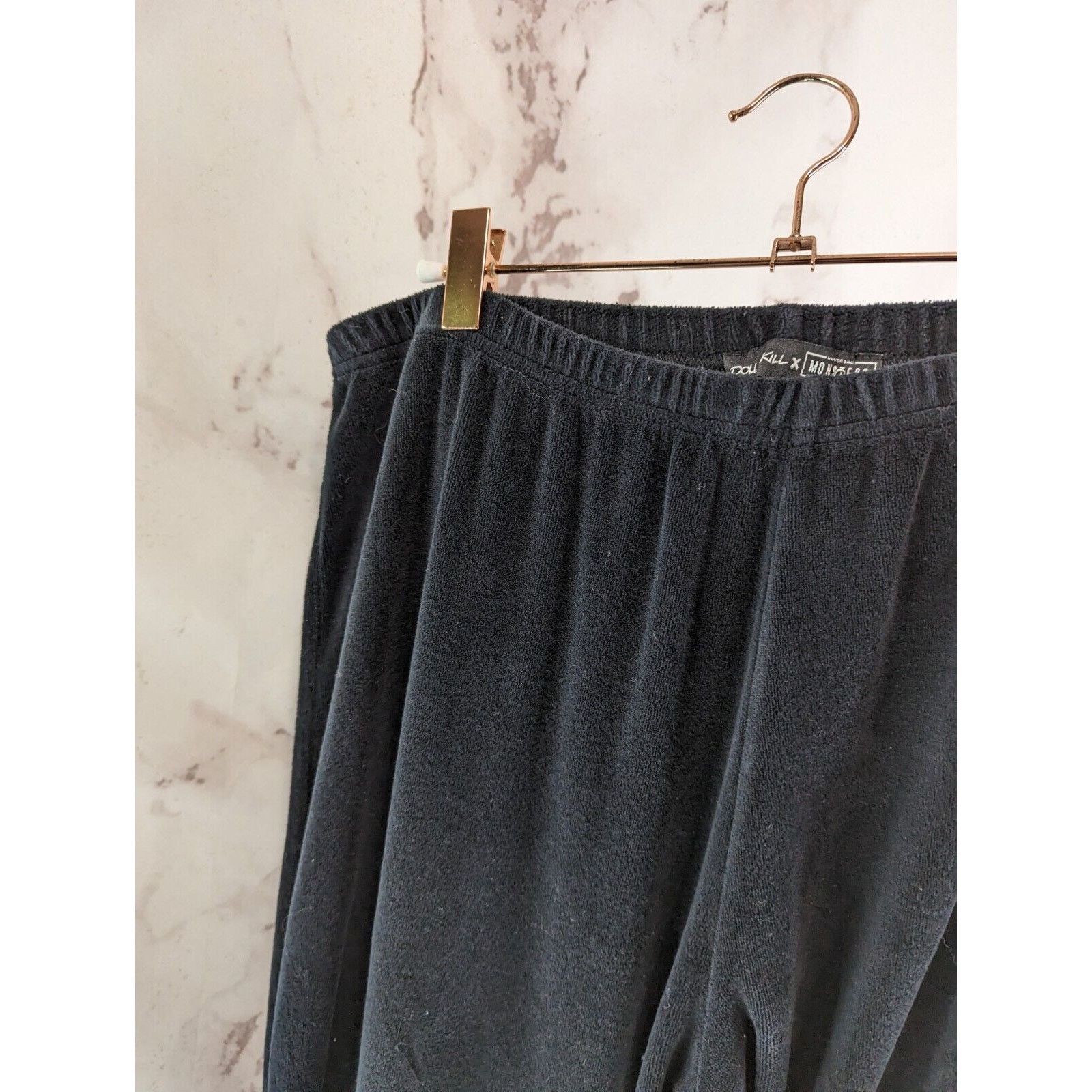 Dolls Kill Dolls Kill X Monsters Pants Women 2X Black Flare Velour Bat Size 42" / US 20 - 2 Thumbnail