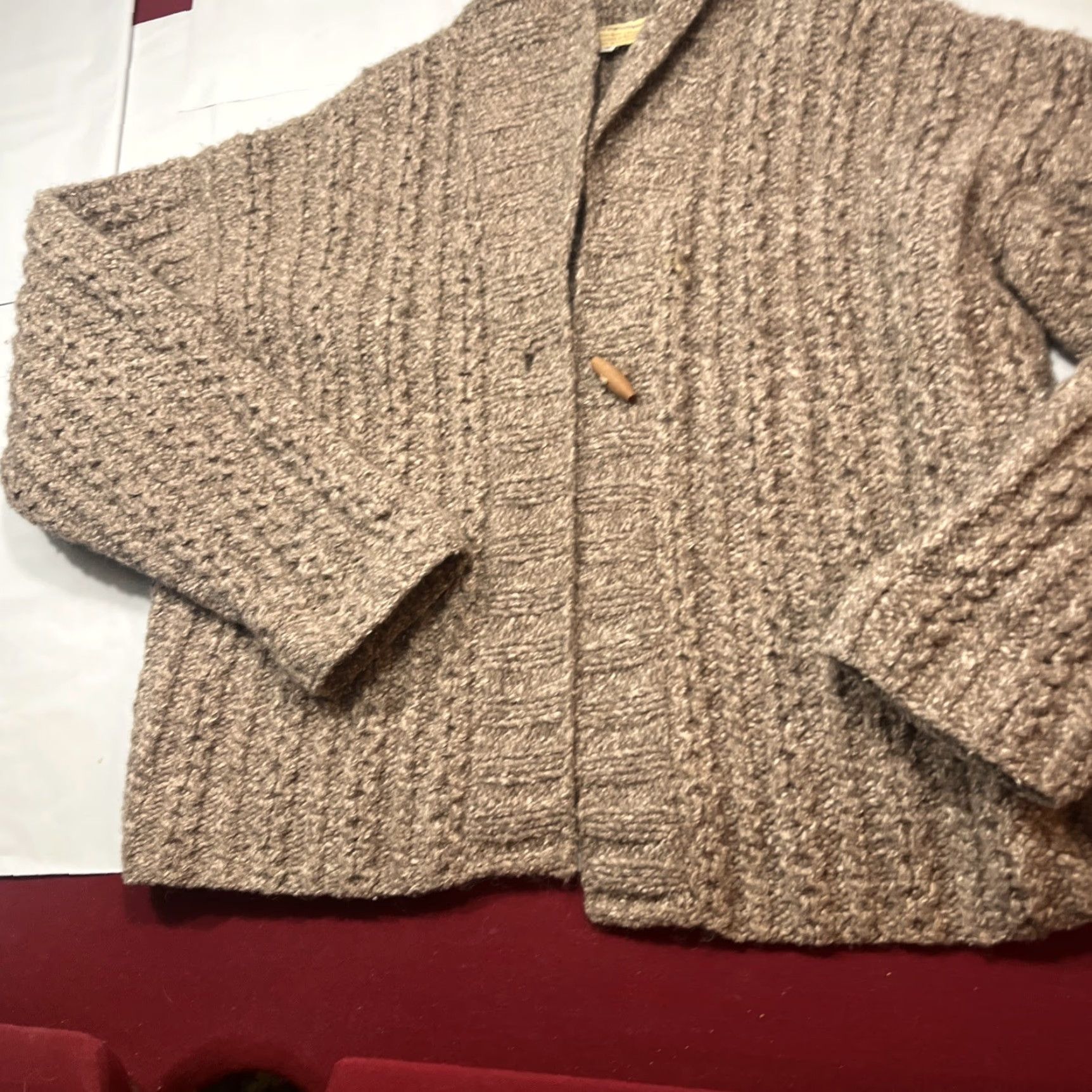 Vintage VINTAGE Purple Mountain Brown Sweater Wool Hand Knit Cardigan Toggle Button Cowl Neck S Women Cardigan Knit Chunky Bohemian Fall Winter Classic Size S / US 4 / IT 40 - 3 Thumbnail