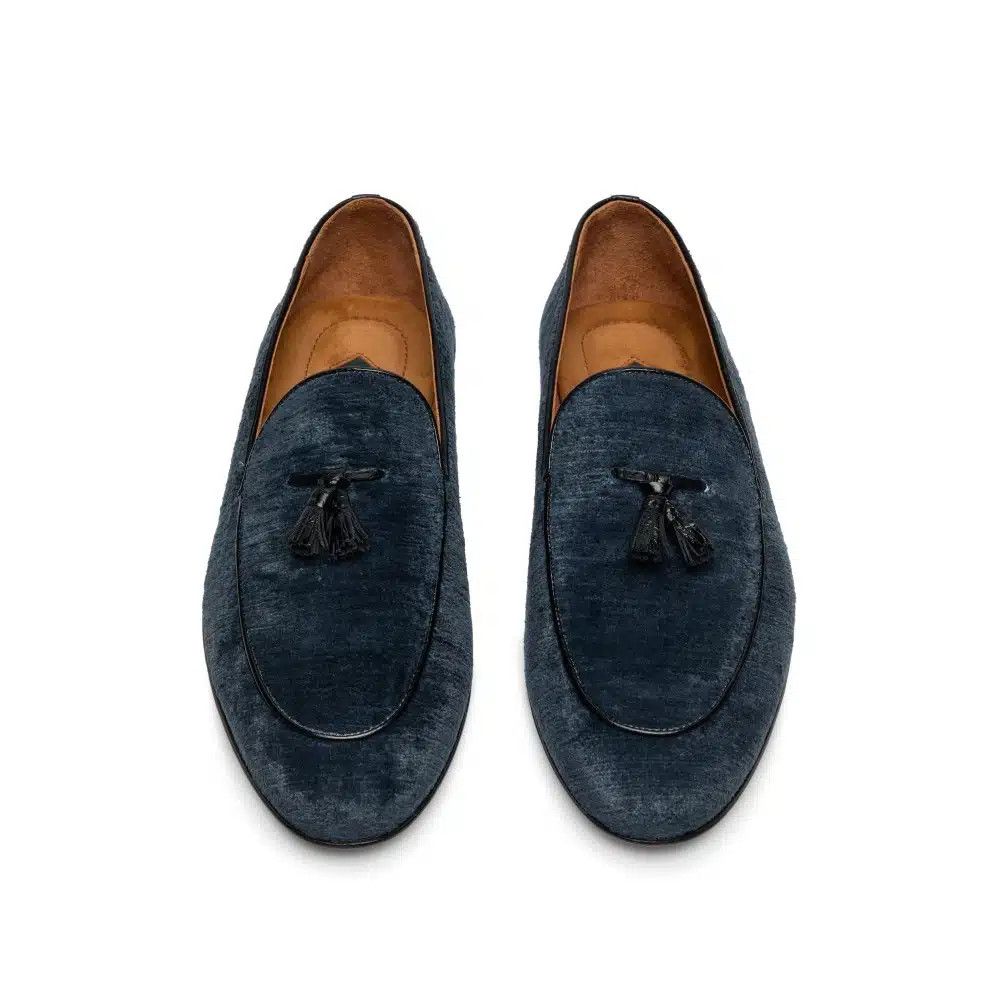Tom Ford o1loc1c1024 J1416 Velvet Loafers in Blue Size US 13 / EU 46 - 2 Thumbnail