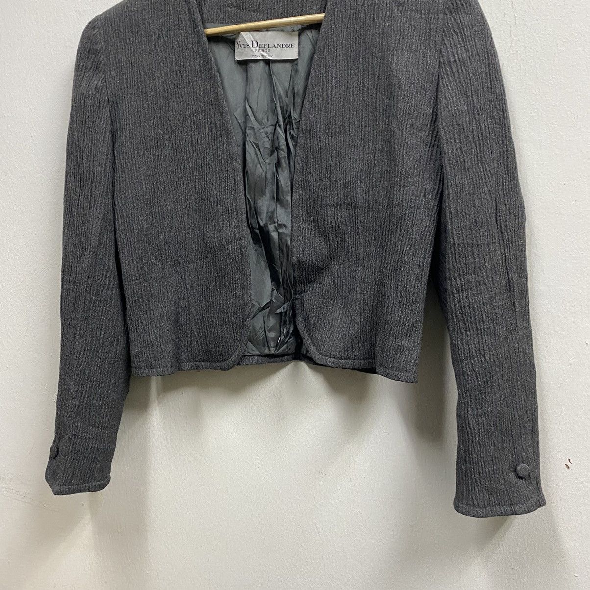 Other Vintage Yves Deflandre Paris Vintage Cropped Blazer Size M / US 6-8 / IT 42-44 - 4 Thumbnail