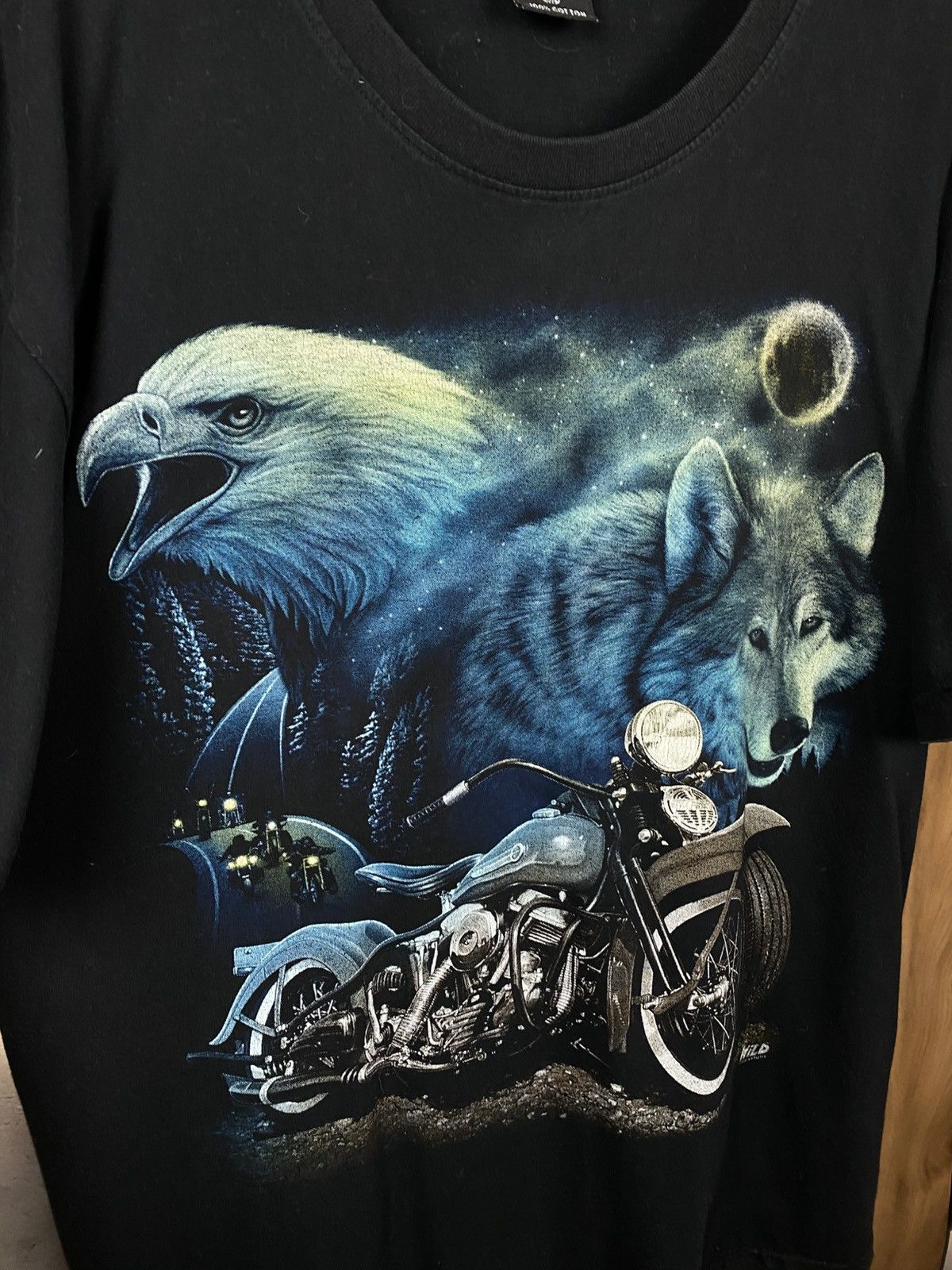 Band Tees Vintage Wild Motorcycle T-Shirt With Wolves Sculls Size US XXL / EU 58 / 5 - 2 Thumbnail