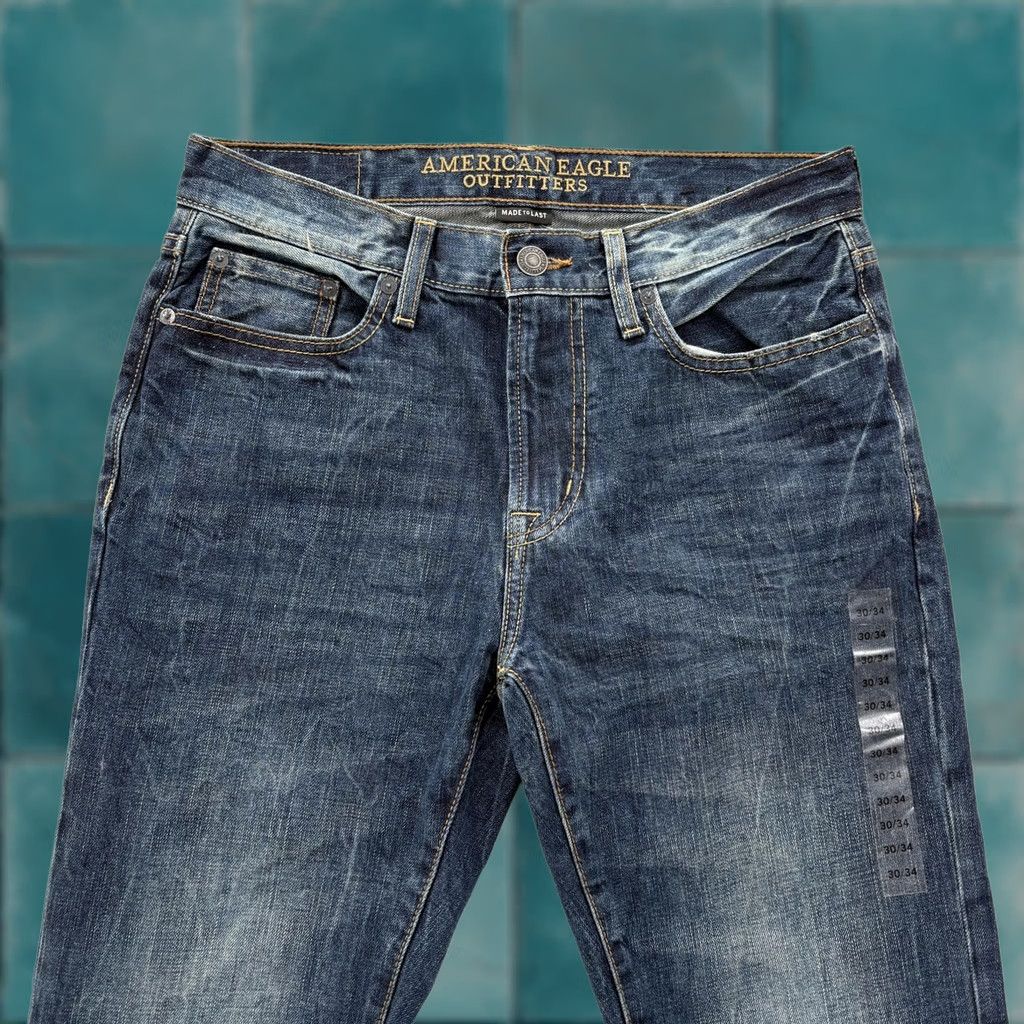 American Eagle Outfitters American Eagle Slim Straight Jeans Mens 30x34 Blue Medium Wash Denim NWT Casual Pockets Logo Classic Straight Mens Size US 30 / EU 46 - 1 Thumbnail