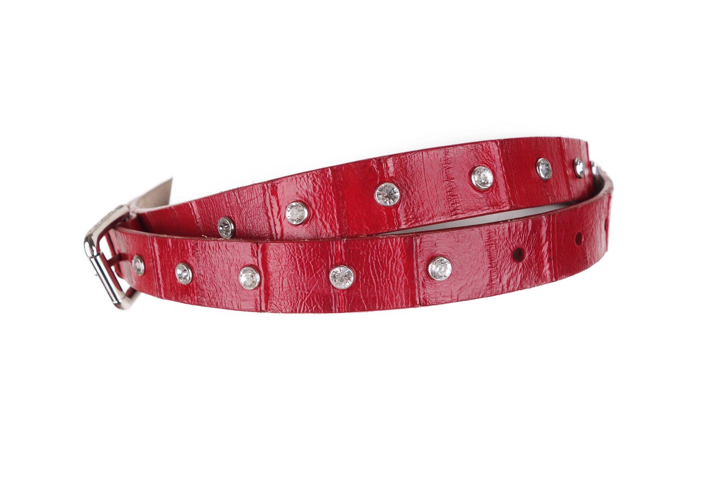 Dolce & Gabbana Dolce Gabbana Red Leather Belt Studded Rhinestone Crystal 36 Size ONE SIZE - 10 Thumbnail