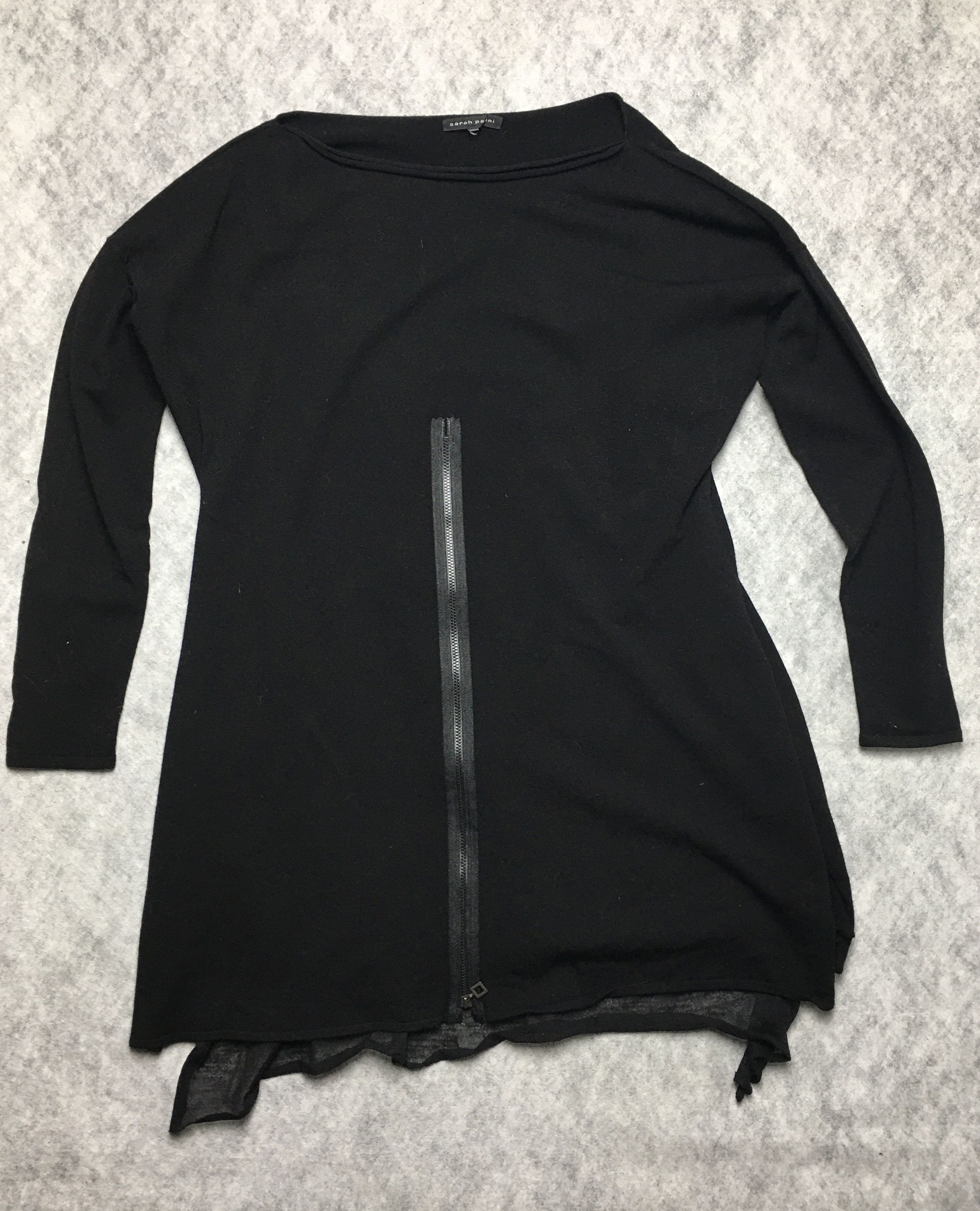 Sarah Pacini Sarah Pacini Wool Blend Black Long Tunic Size ONE SIZE - 5 Thumbnail