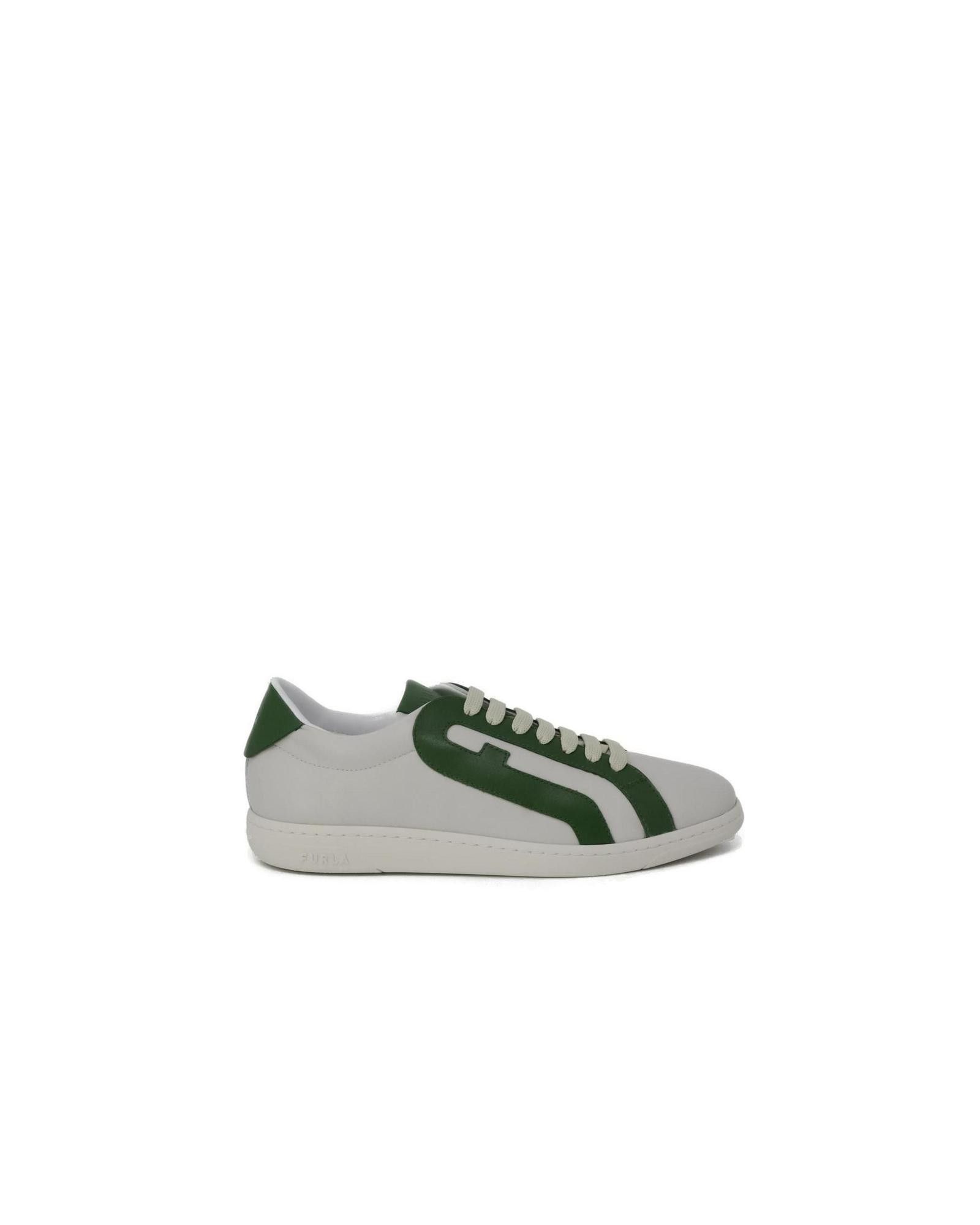 image of Furla Lace-Up Leather Sneakers in Green, Women's (Size 7)
