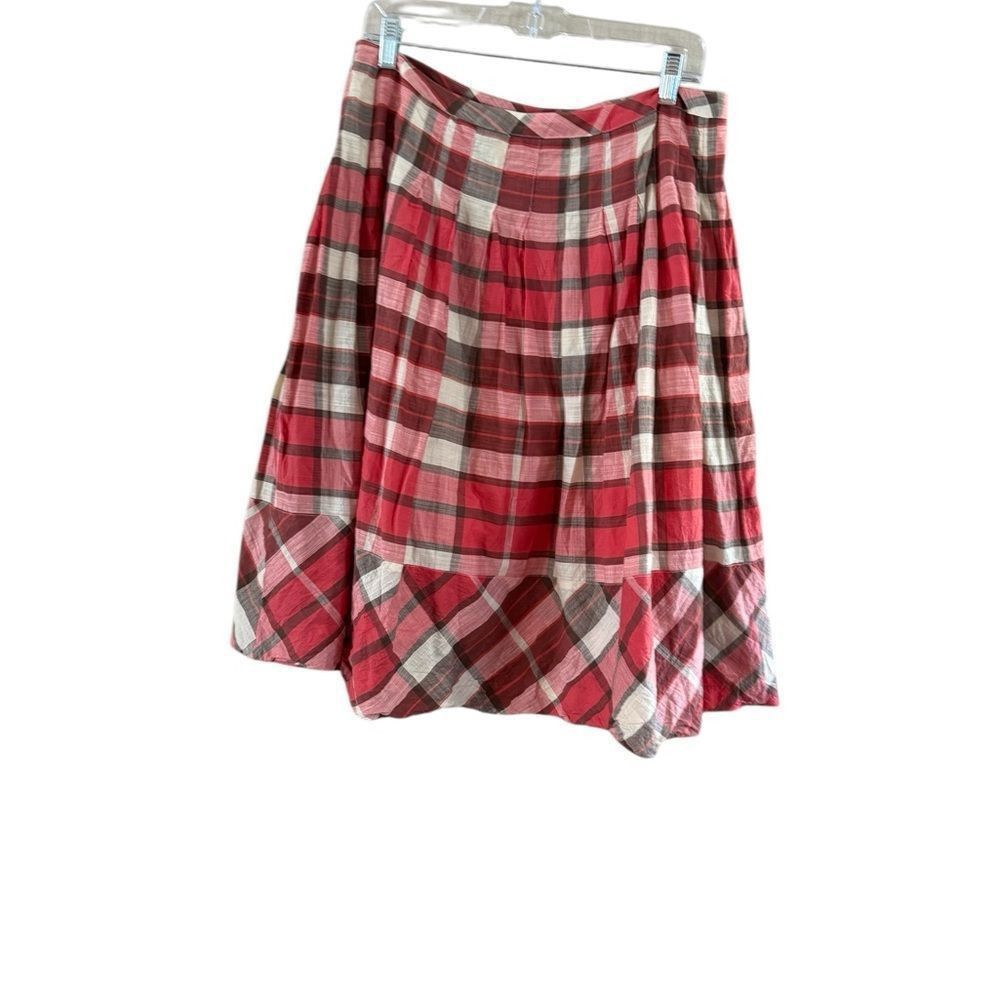 Robert Talbott Talbott size 10, red and white/gray pleated skirt Size 32" / US 10 / IT 46 - 2 Thumbnail