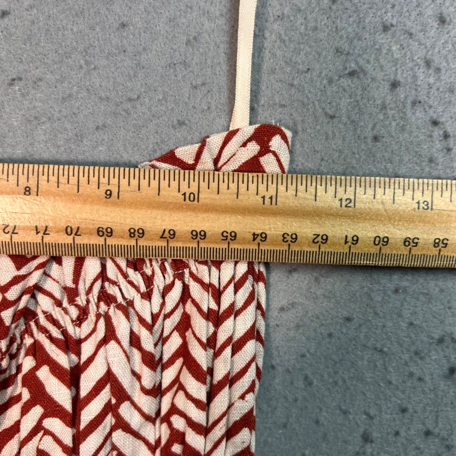 Vintage VRG GRL Womens Dress Mini Party/Cocktail Sleeveless Strapless Red Short 8 Cotton/Linen Blend Chevron Size M / US 6-8 / IT 42-44 - 6 Thumbnail