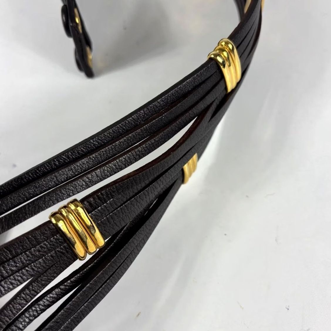 Valentino Valentino Women Belt Garavani Leather Gold Dark Brown Limited Edition VHTF Popul Size ONE SIZE - 5 Thumbnail