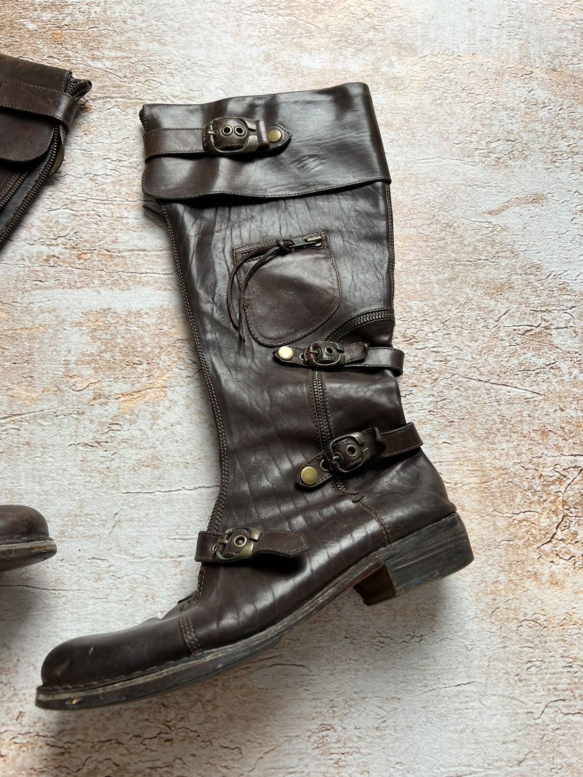 Japanese Brand × Vintage Vintage insane leather multi pocket zipped belted boots Size US 7 / IT 37 - 2 Thumbnail