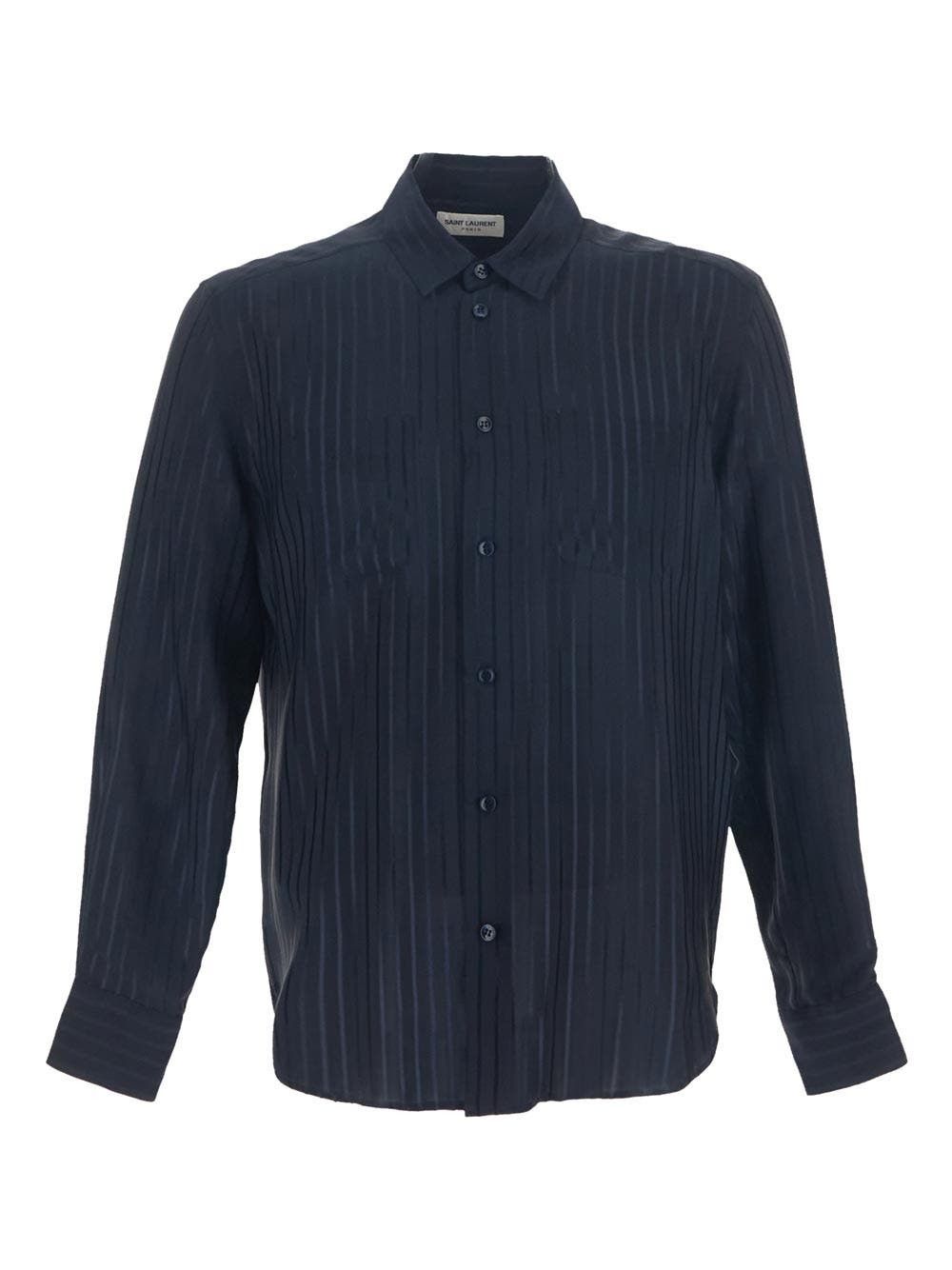 Saint Laurent Paris o1bcso1str1024 Cropped Shirt in Blue Size US S / EU 44-46 / 1 - 1 Thumbnail