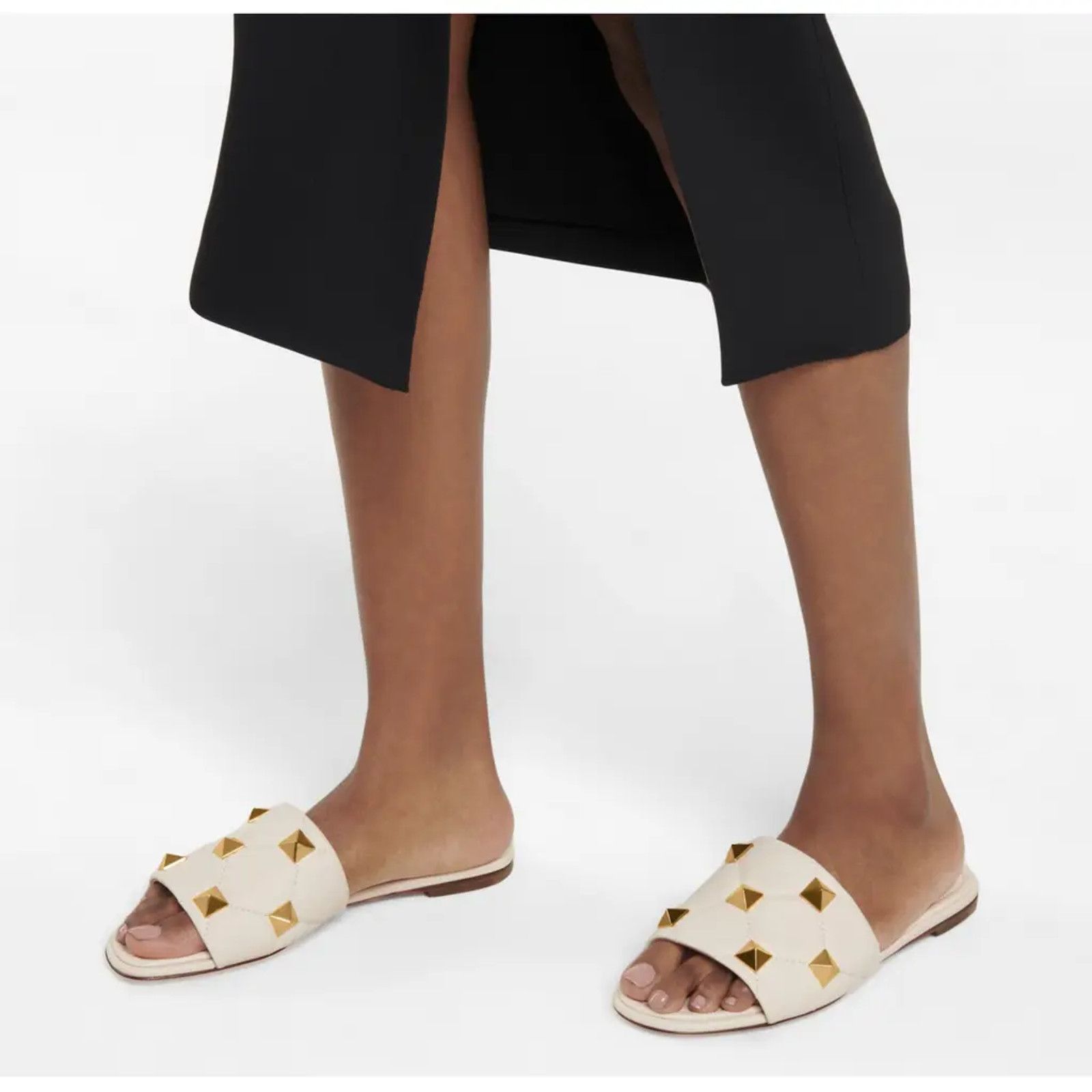 Valentino Valentino Rockstud Roman Stud Ivory Gold Leather Quilted Size US 5.5 / IT 35.5 - 5 Thumbnail