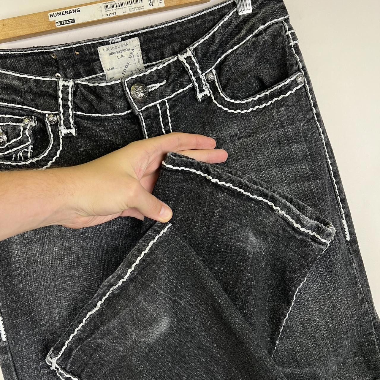 Designer La Idol Premium Black Flare Jeans with Unique Stitching Size 30" / US 8 / IT 44 - 6 Thumbnail