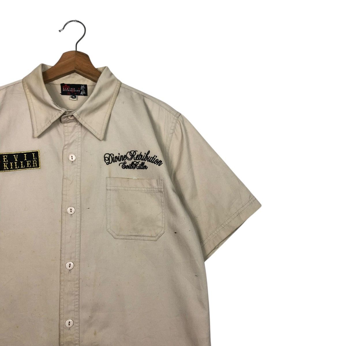 Hysteric Glamour 🔥VINTAGE WORK SHIRT BOWLING BUTTON UPS DIVINE RETRIBUTION Size US XL / EU 56 / 4 - 8 Thumbnail