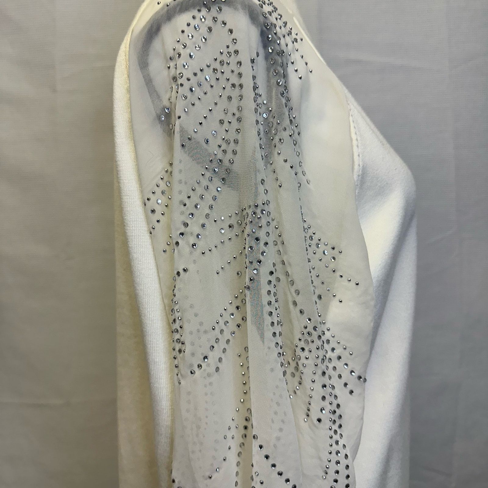 Adrianna Papell Adrianna Papell XL Embellished Knit Top Sheer Sleeve Blouse Size XL / US 12-14 / IT 48-50 - 4 Thumbnail