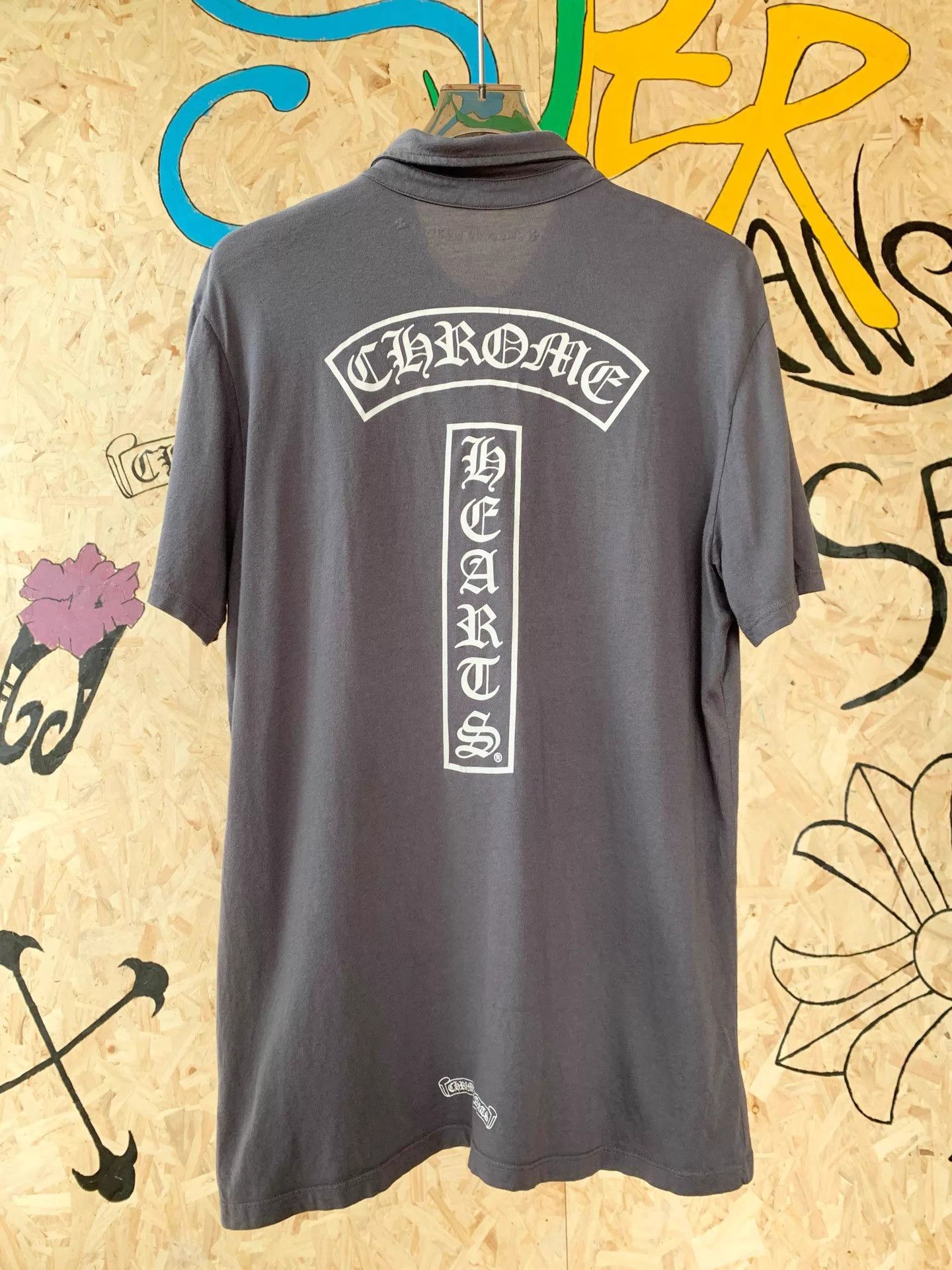 Chrome Hearts Chrome Hearts Gray 3 Silver T-bar Buttons Polo Short Tee Size US XL / EU 56 / 4 - 6 Thumbnail