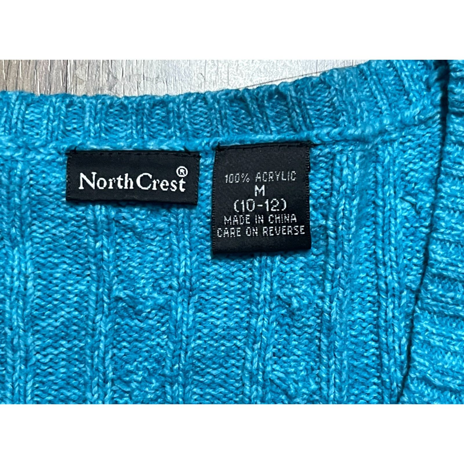 Vintage Northcrest Sweater Women's Medium Blue V-Neck Pullover Shirt Knit Regular Pullover Casual Fall Spring Summer Mens Womens Girls Boys Size M / US 6-8 / IT 42-44 - 7 Thumbnail