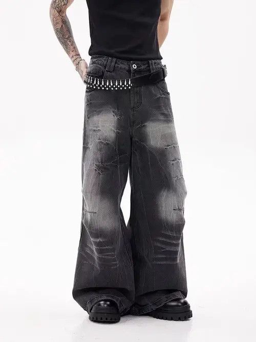 VIBE Baggy Washed Wide Leg Jeans Size US 28 / EU 44 - 2 Thumbnail