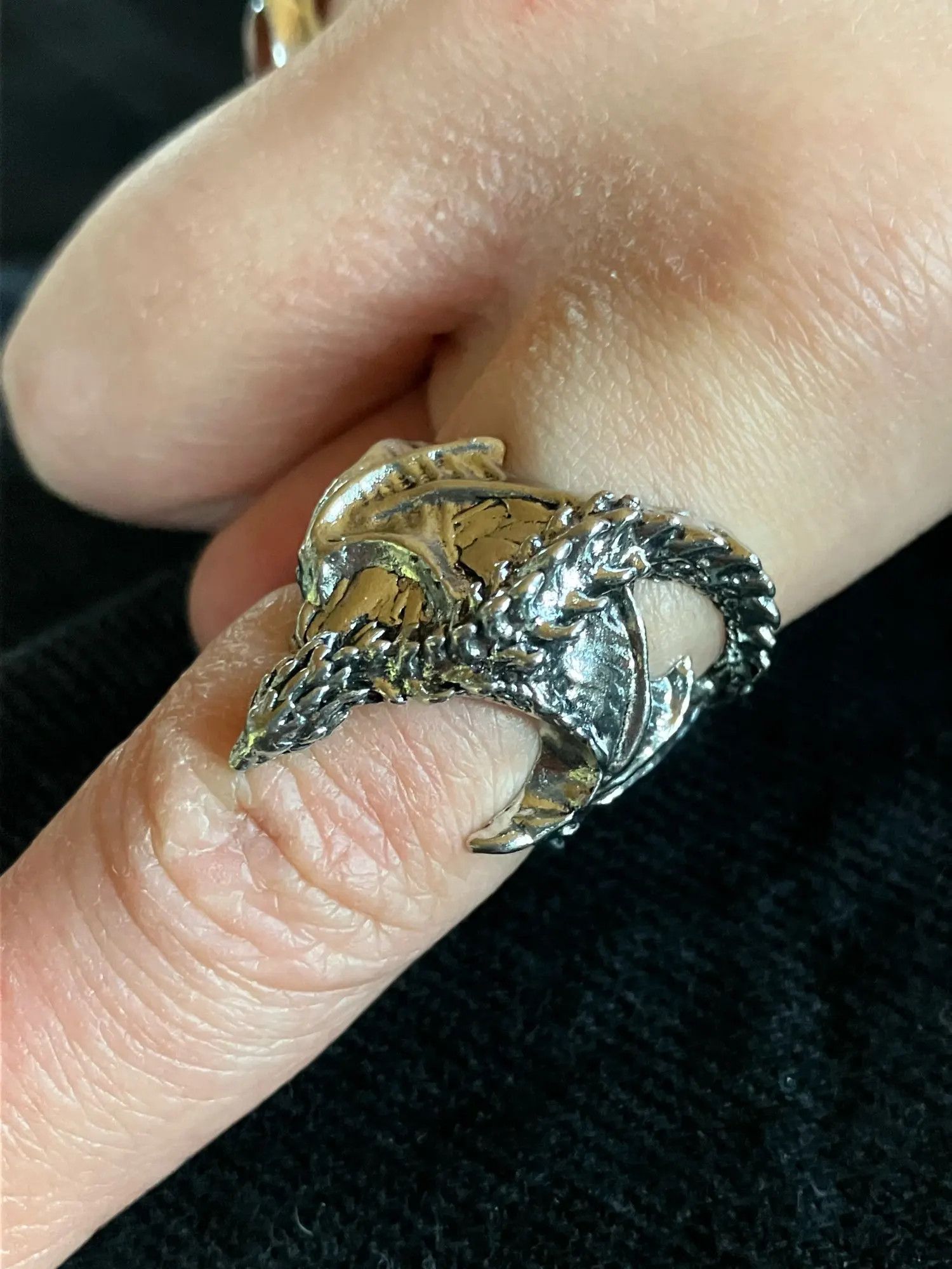 Vintage Resizable Dragon Pterosaur Wings Ring Size ONE SIZE - 7 Thumbnail
