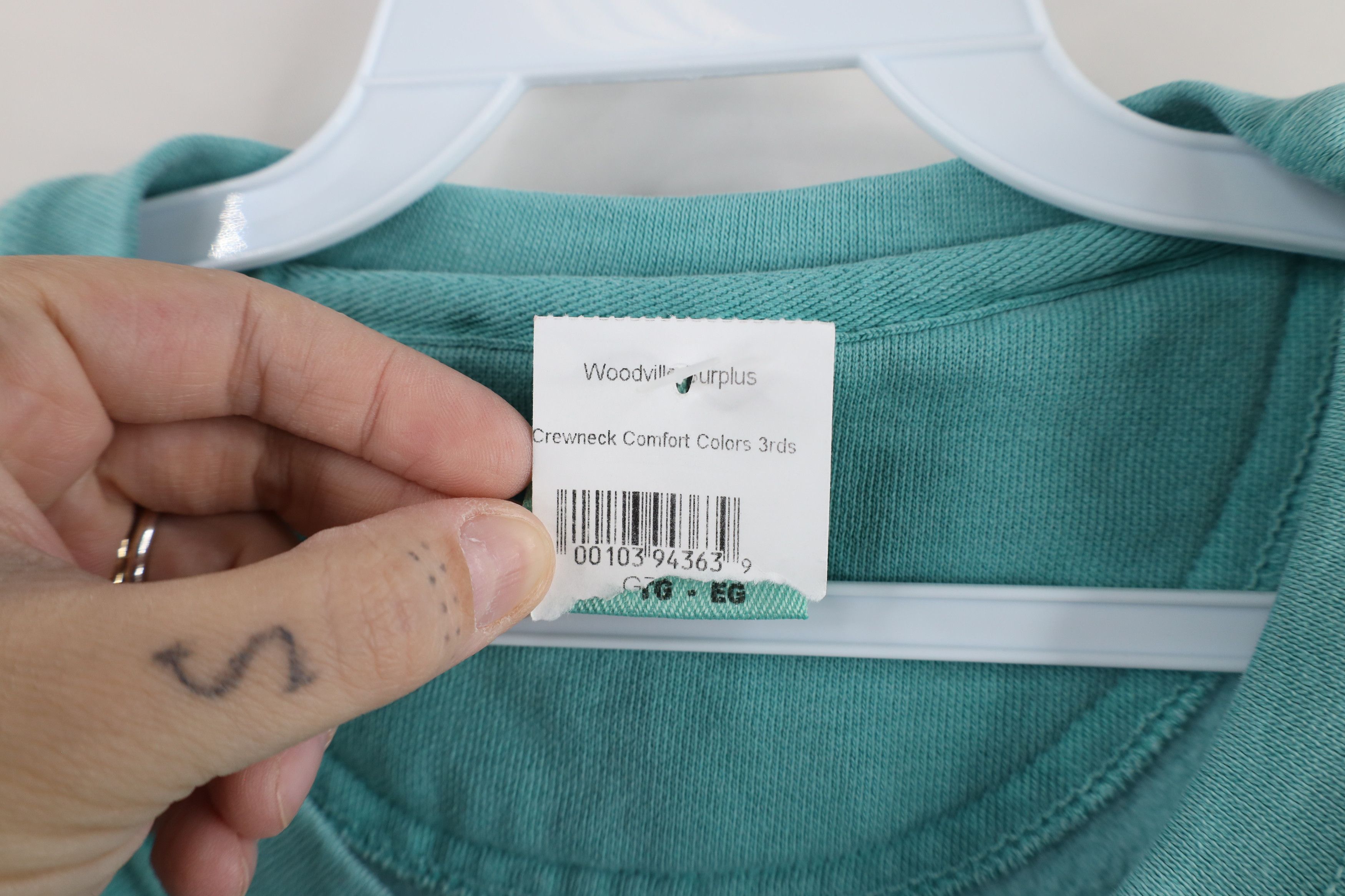 Vintage Deadstock Vintage 90s Streetwear Stonewash Sweatshirt Teal Size US XL / EU 56 / 4 - 6 Thumbnail