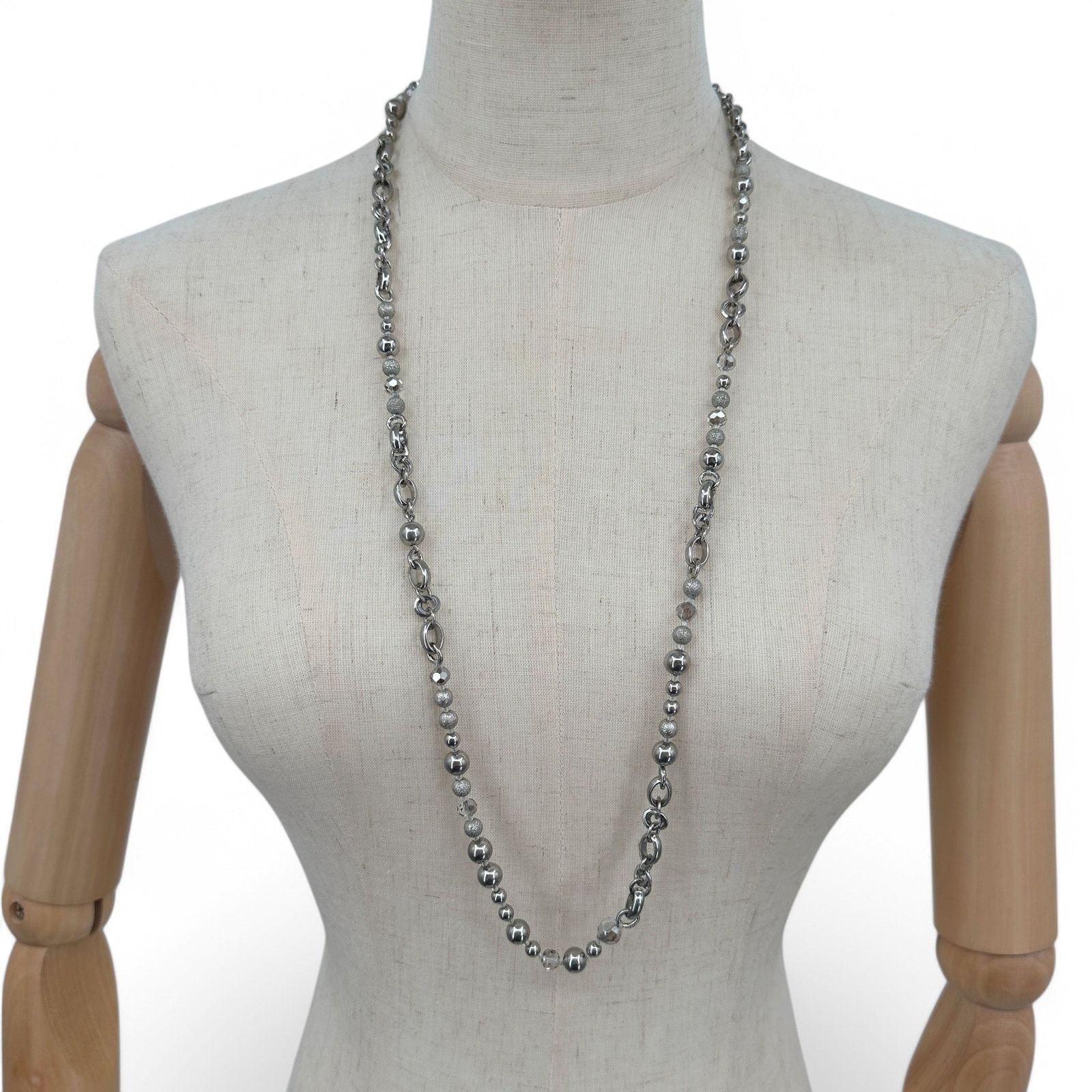 Banana Republic Banana Republic Long Necklace Silver Tone Bead and Chain Size ONE SIZE - 1 Thumbnail