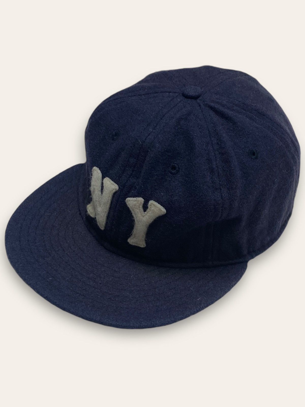Hat Club 90s Vintage NEW YORK Navy Wool Cap Leather Belt Made in Usa Size ONE SIZE - 1 Thumbnail