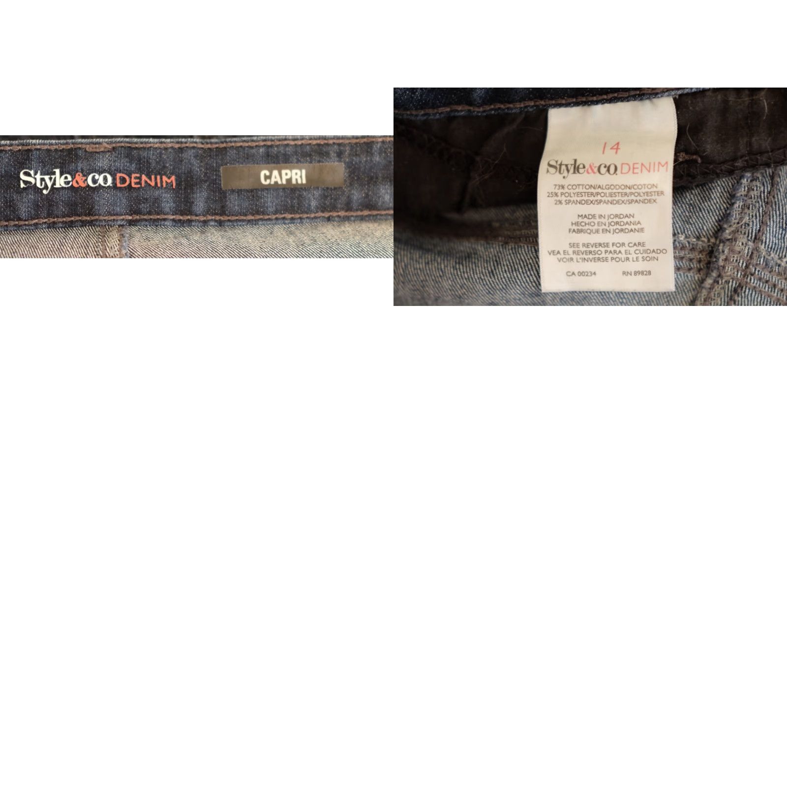 Vintage Style&co. Denim Capri Embellished Cuff Dark Wash Women’s 14 Capri Jeans 5-Pocket Blue Cotton/Polyester/Spandex Reg Womens Size ONE SIZE - 8 Thumbnail
