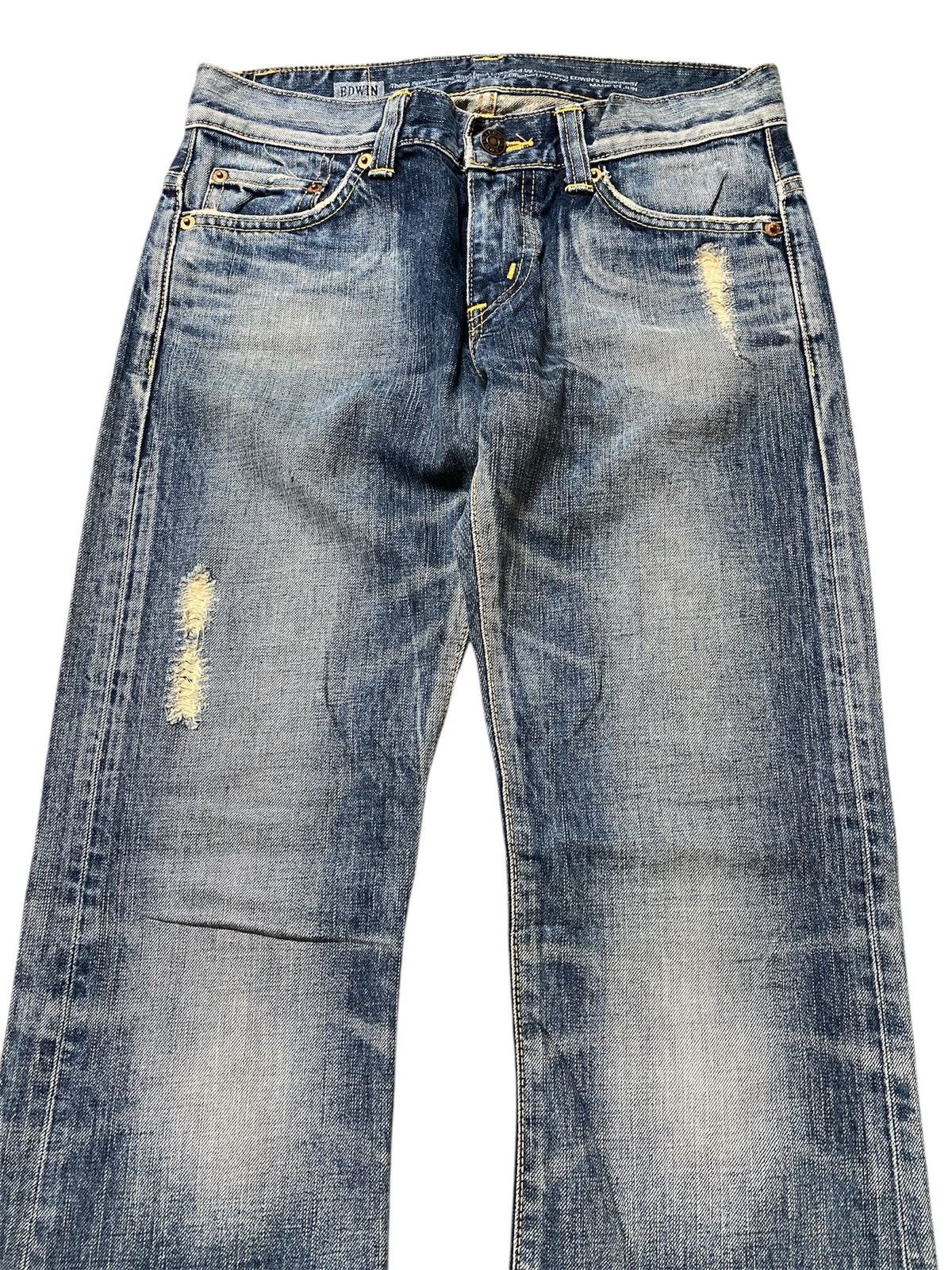 Edwin 🔥Flared🔥Japanese Edwin 503 Ripped Distressed Denim Size 28" / US 6 / IT 42 - 7 Thumbnail