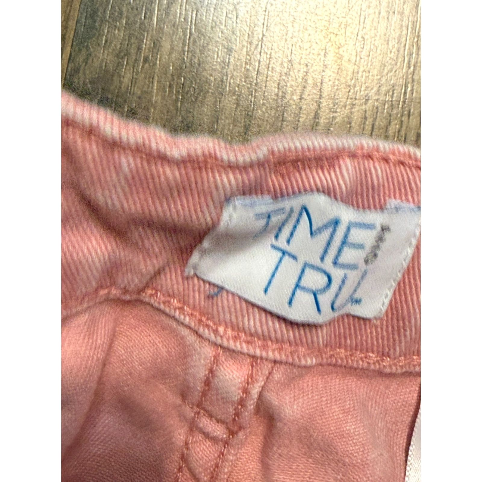 Vintage Time & Tru Jeans Women's 18 Pink Light Wash Raw Hem Straight Button Fly Jeans Size 40" / US 18 - 5 Thumbnail