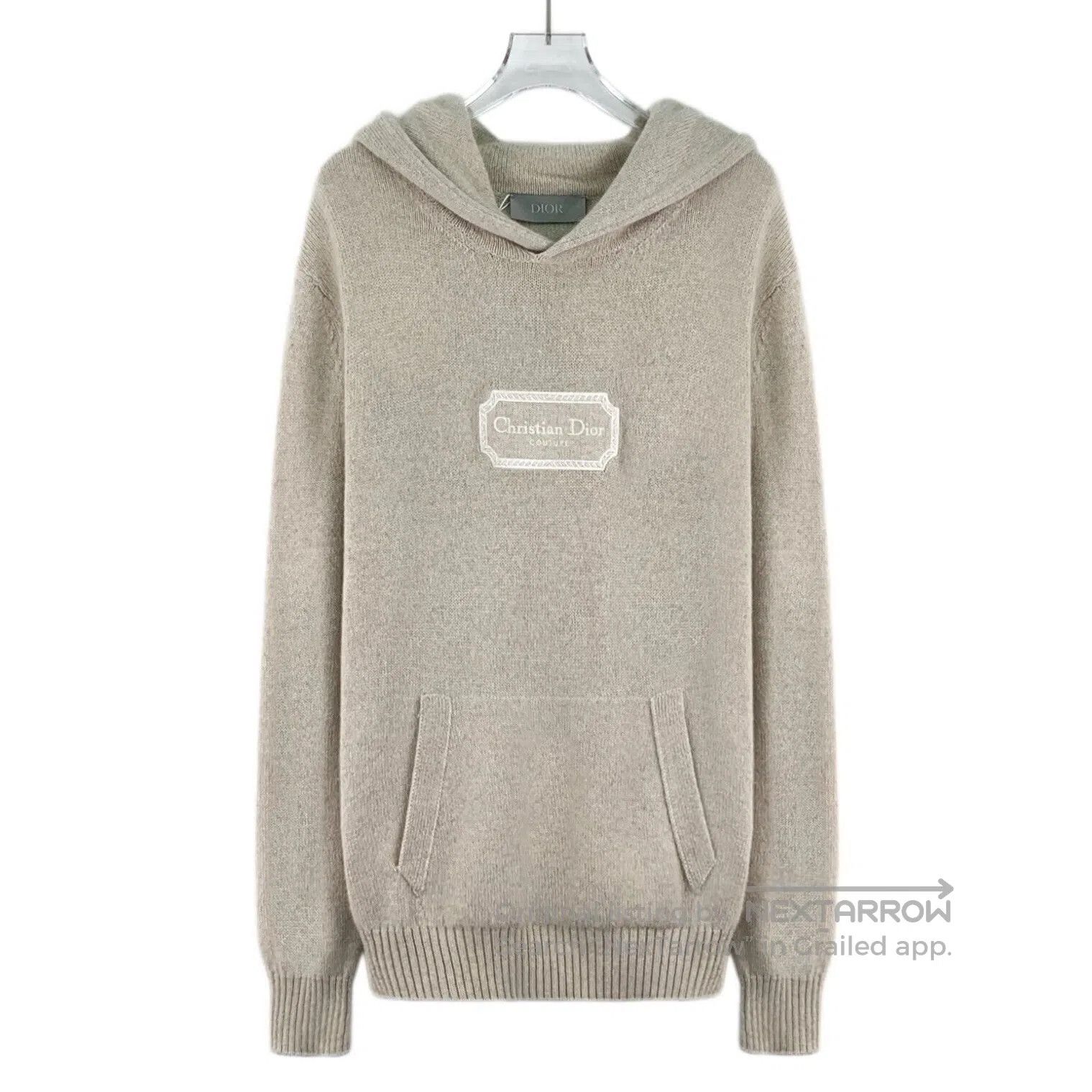 Dior Dior Oatmeal Logo Lettering Embroidered Cashmere Hooded Lo Size US M / EU 48-50 / 2 - 1 Thumbnail
