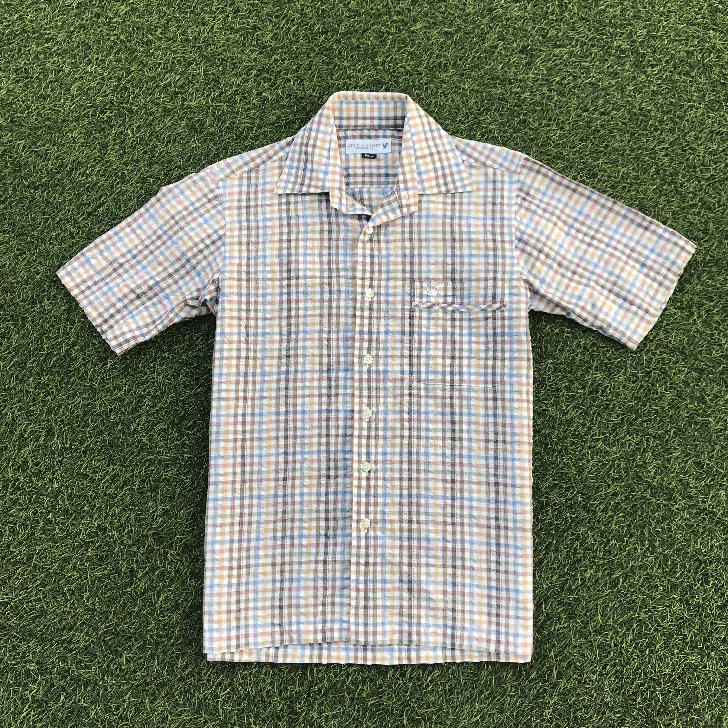 Lyle & Scott × Vintage Vintage Lyle And Scott open colar Shirt short sleeve Size US S / EU 44-46 / 1 - 11 Thumbnail
