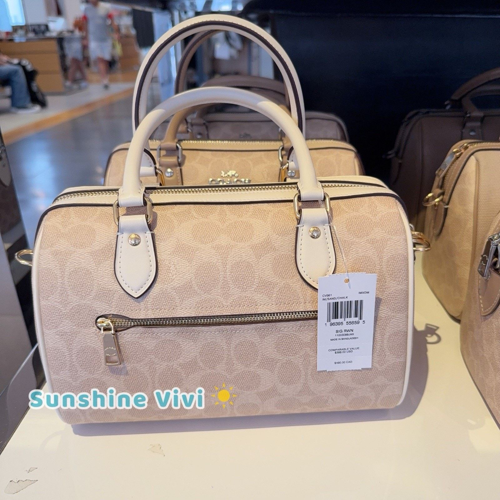 Coach NWT Coach Rowan Satchel Bag CV961 Gold/Sand/Chalk Size ONE SIZE - 4 Thumbnail